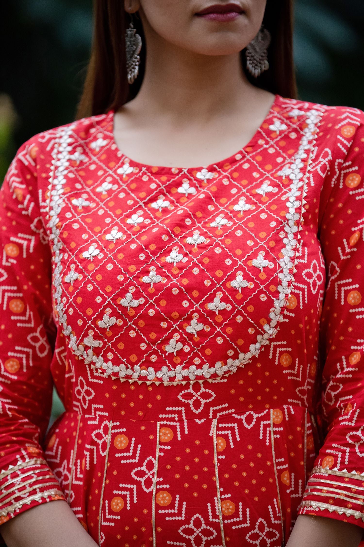 Women's Red Embroidery Anarkali Suit Set - KAAJH