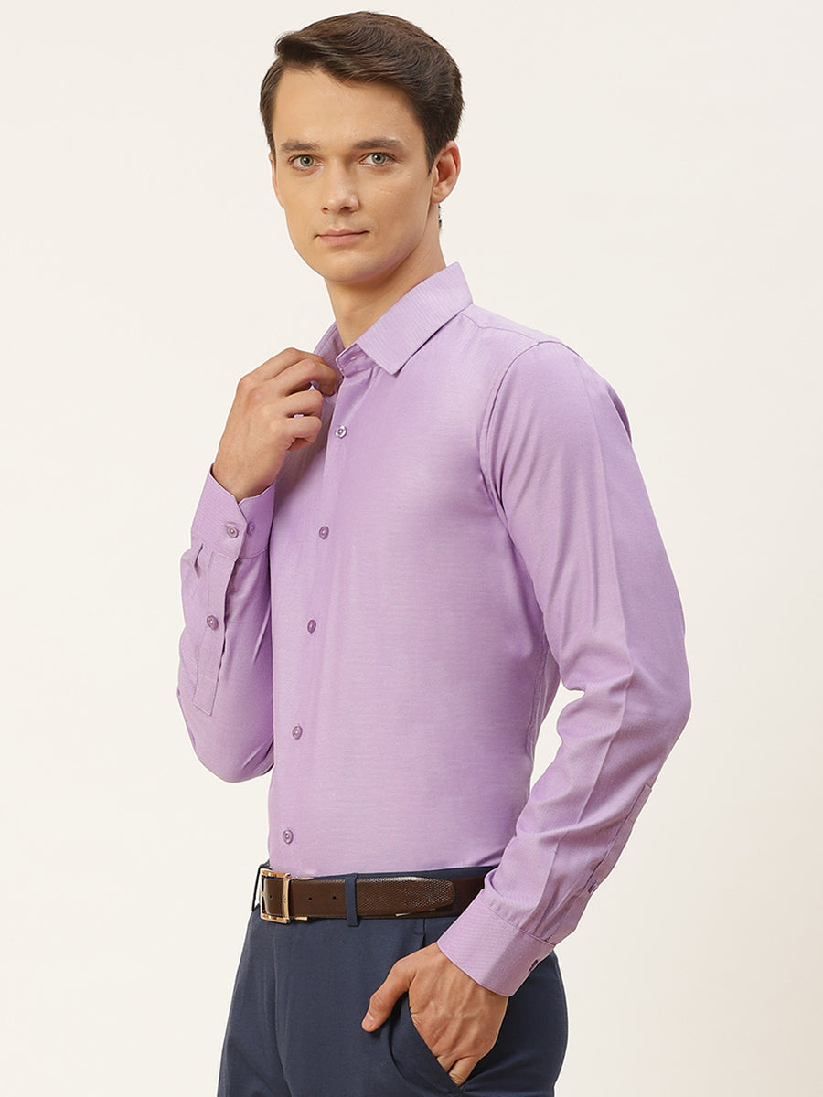 Men's Cotton Purple Self Design Classic Formal Shirt - Sojanya – Trendia