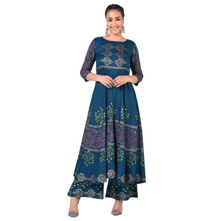 Women's Floral Print Flared Kurta