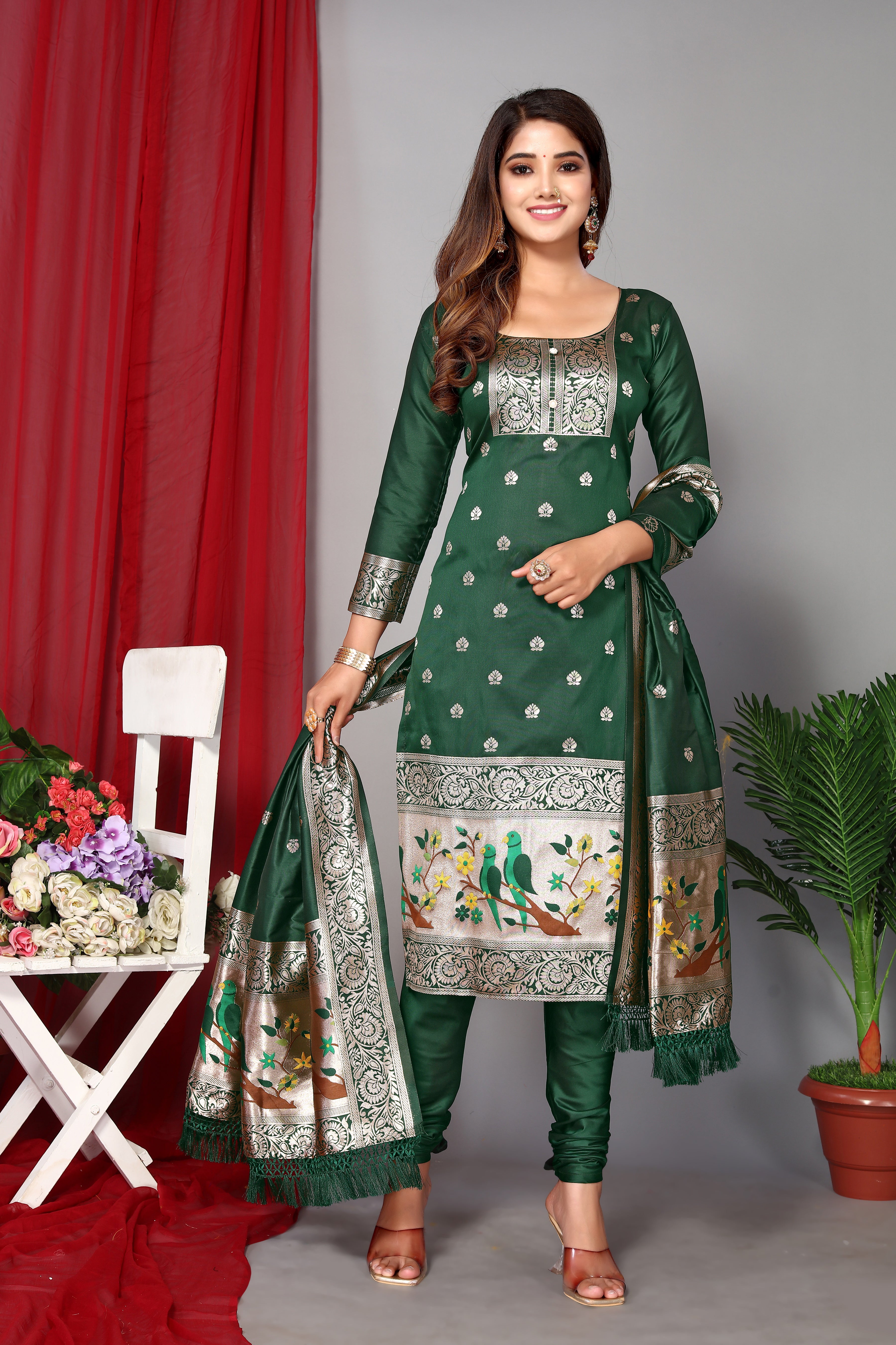 Paithani unstitch dress material with zari work at Rs 475 / pieces in Surat  | PATANKAR FAB