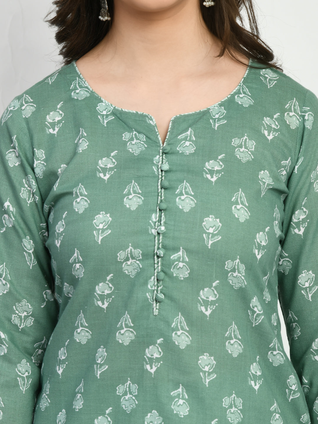 Women's Green Printed Kurta Pant With Dupatta Set - Noz2Toz