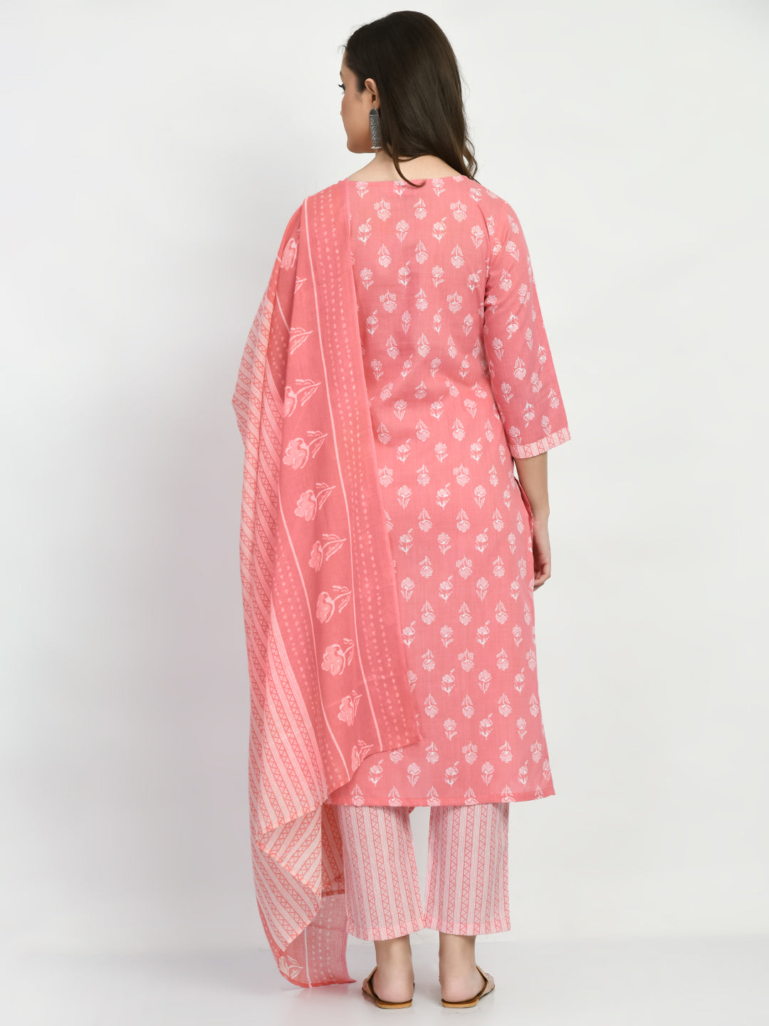 Women's Pink Printed Kurta Pant With Dupatta Set - Noz2Toz