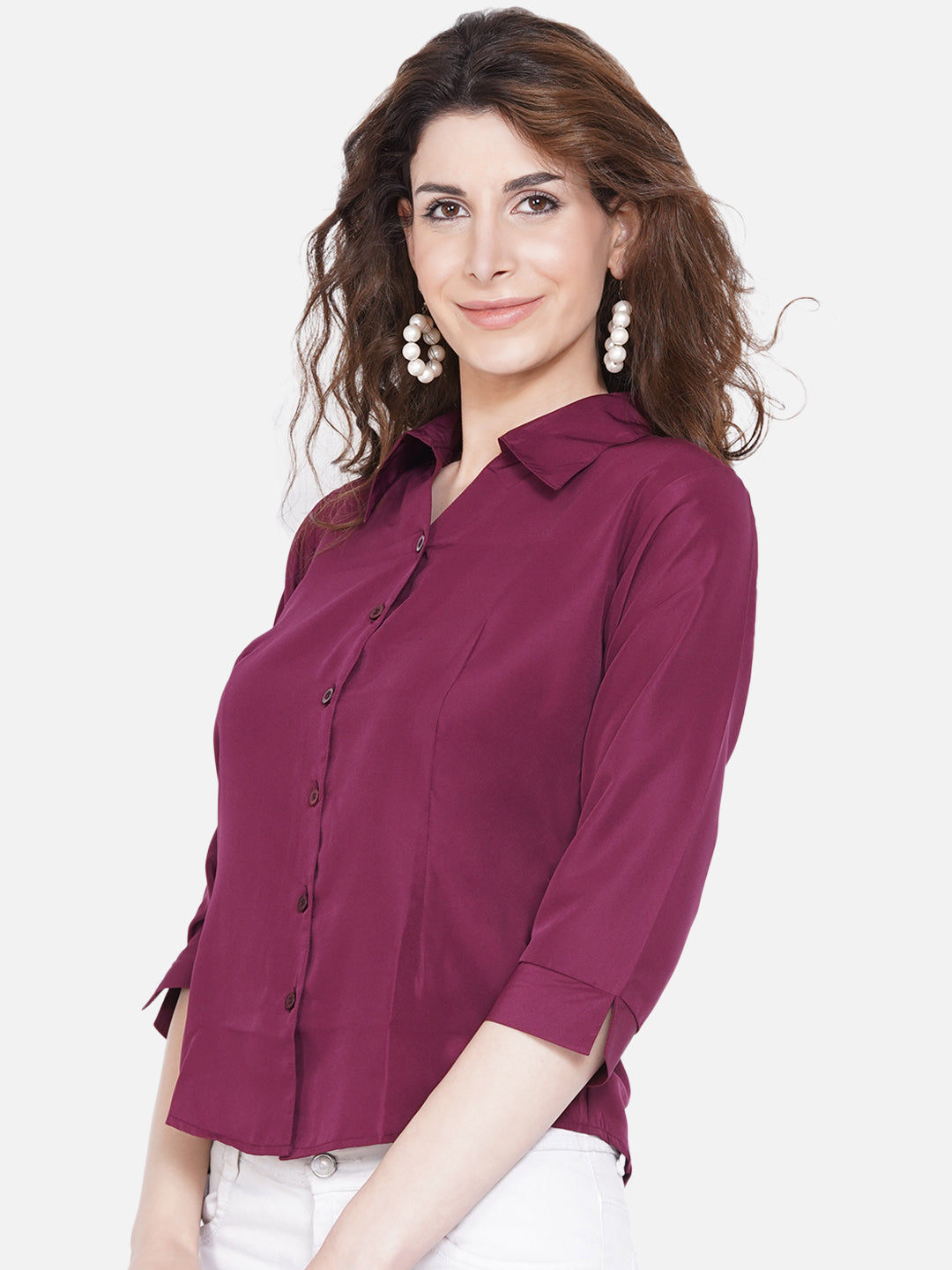 Women's Burgundy Formal Shirt - Wahe-Noor