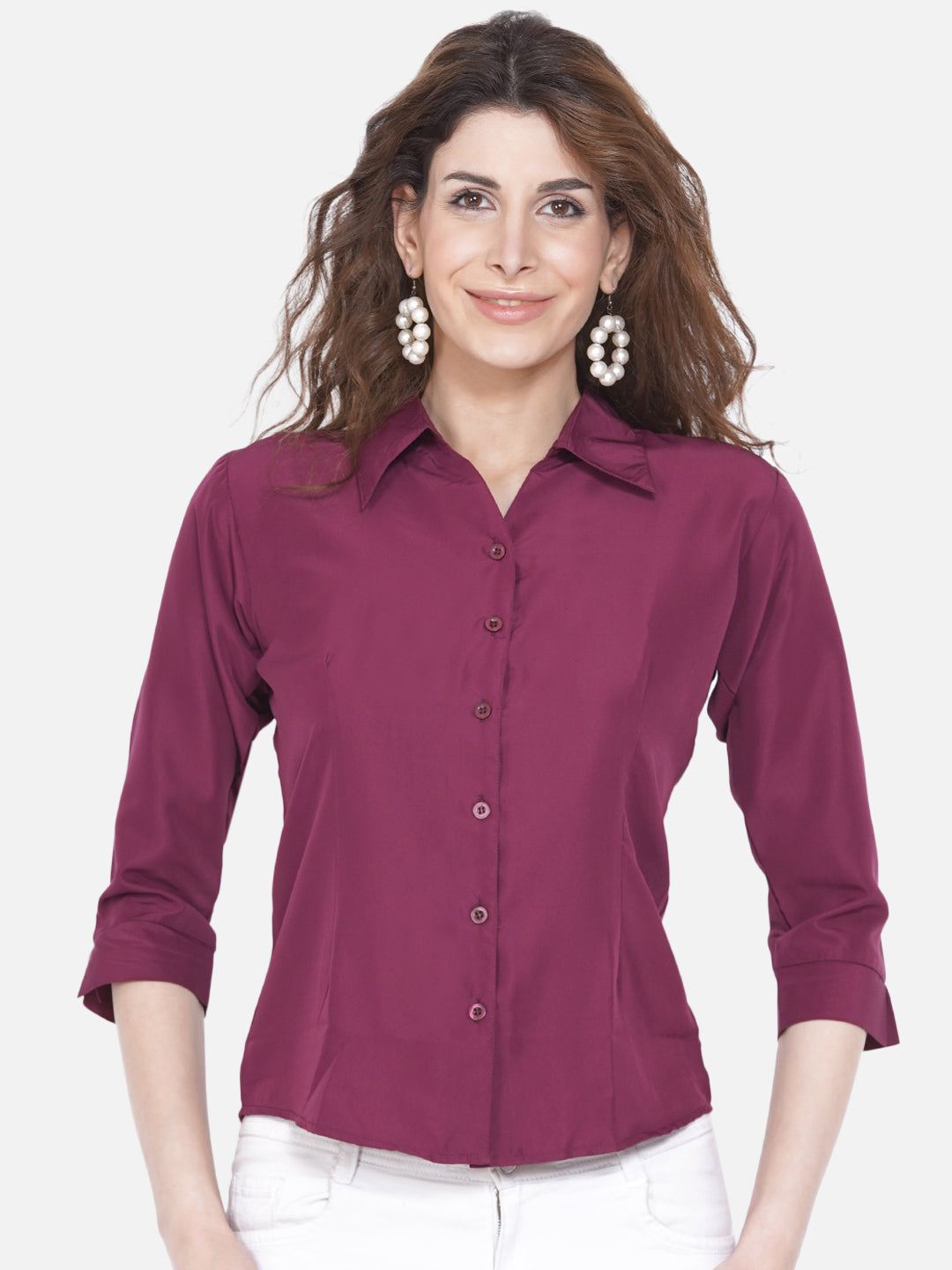 Women's Burgundy Formal Shirt - Wahe-Noor