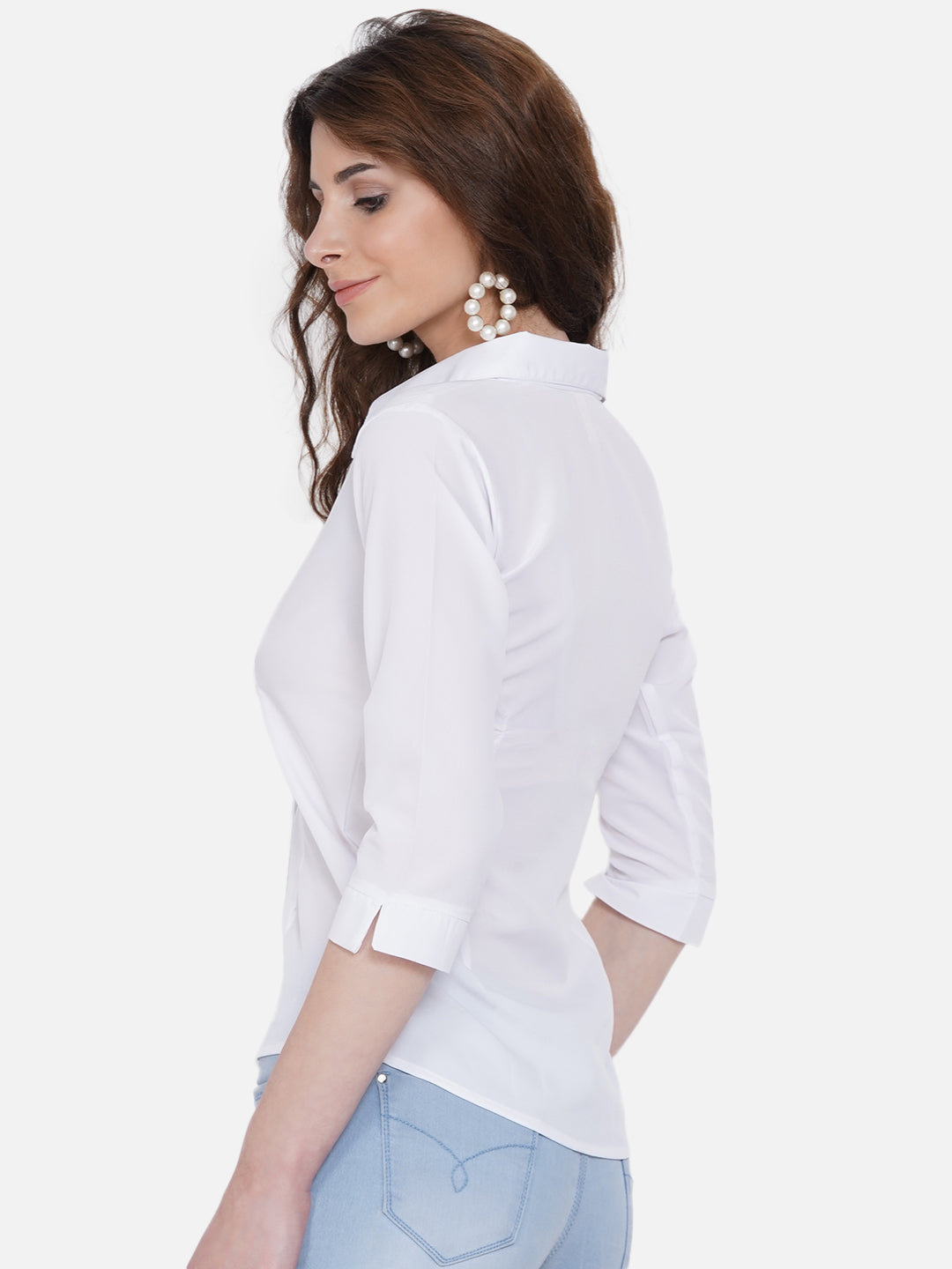 Women's White Casual Shirt - Wahe-Noor