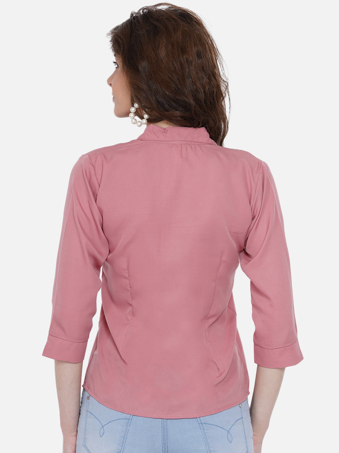 Women's Peach-Coloured Casual Shirt - Wahe-Noor