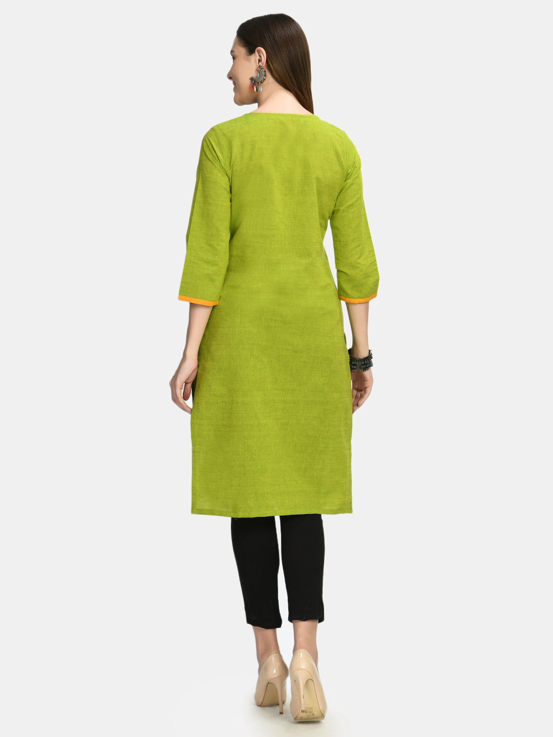Women's Green Solid Kurta - Wahe-Noor