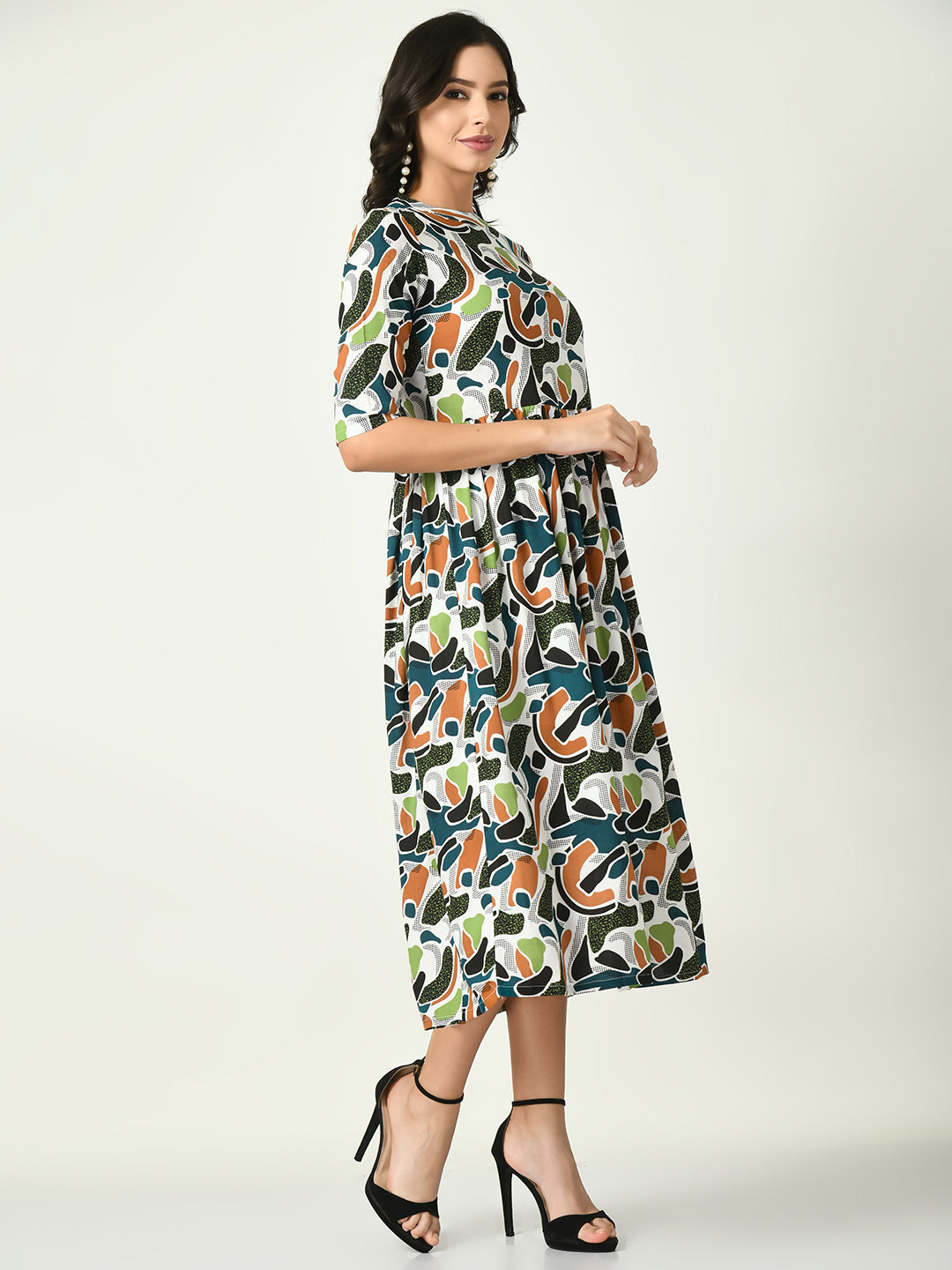 Women's Multi Printed Midi Dress - Noz2Toz