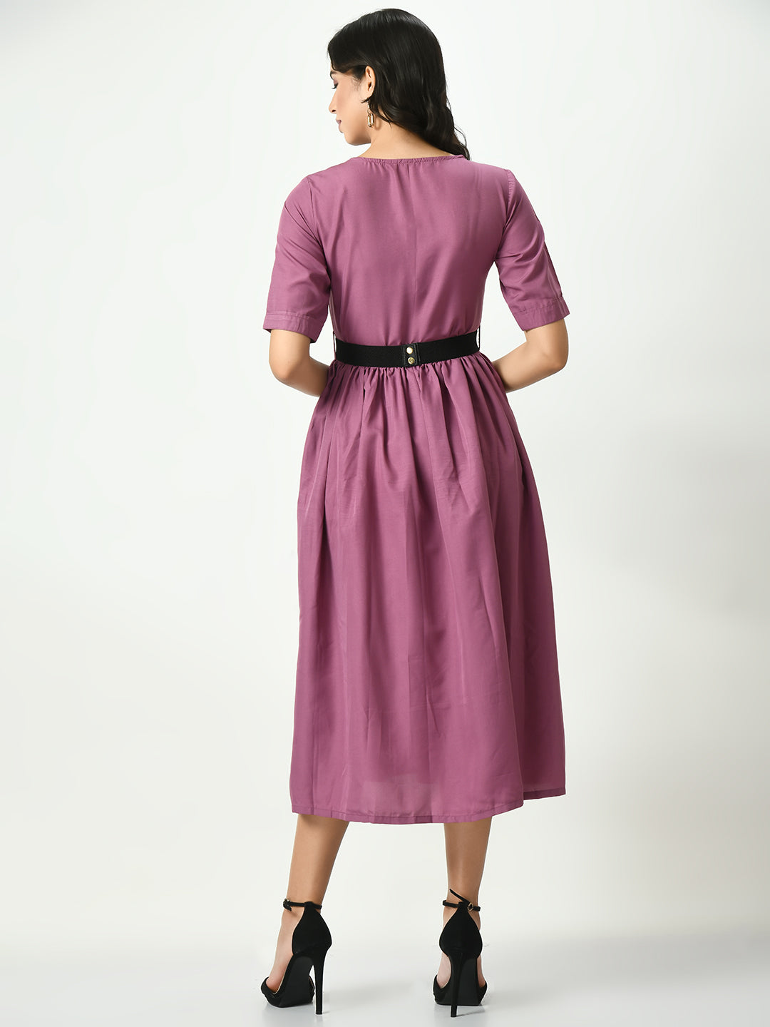 Women's Lavender Stylish Midi Dress For - Noz2Toz