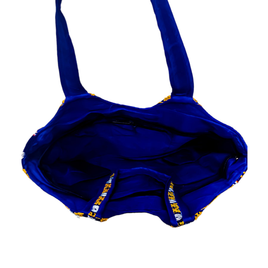 Women's Peacock Design Embroidery Handbag - Blue - Ritzie