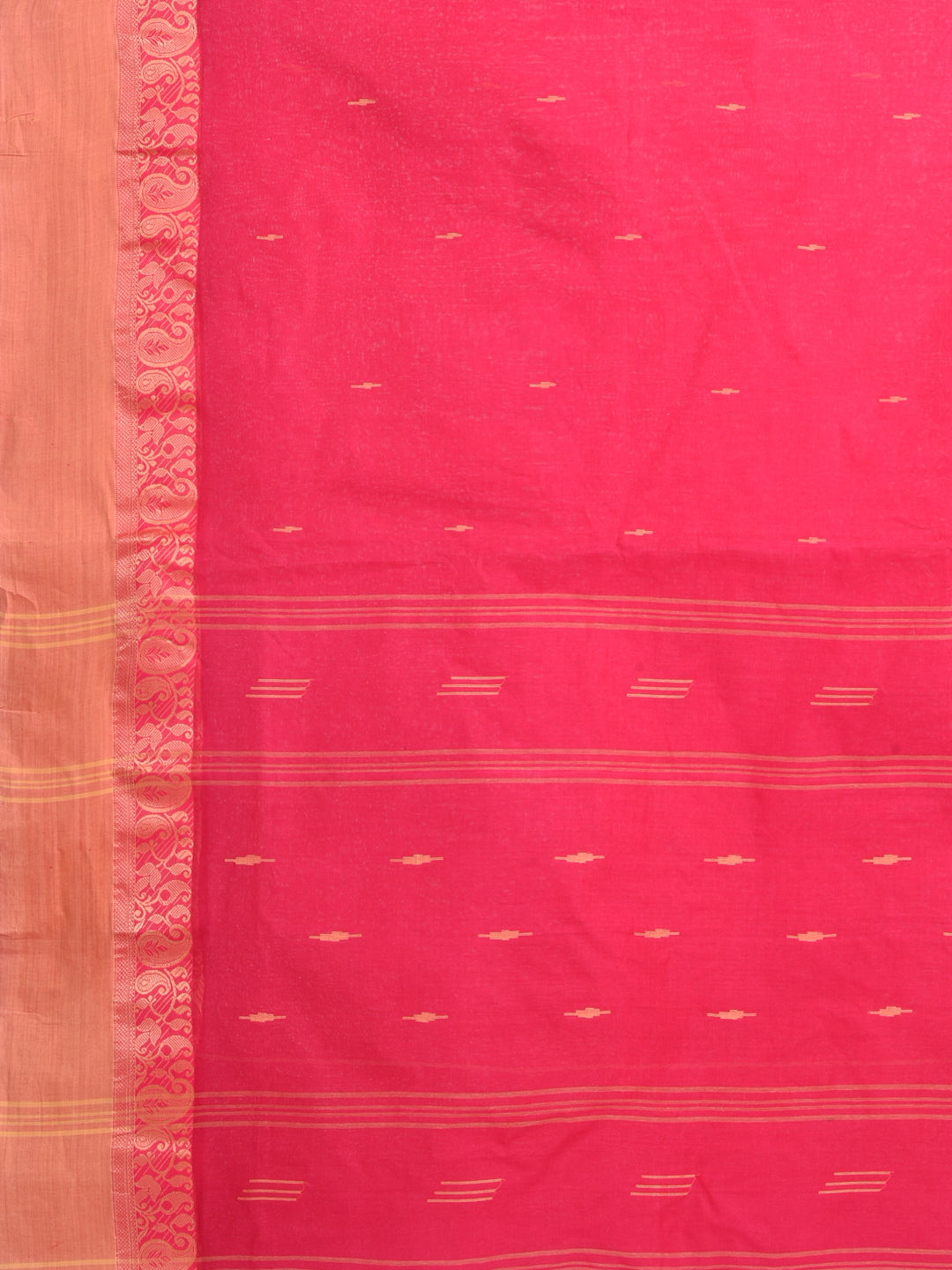 Women's Pink Pure Cotton Hand Woven Tant Tangaile Saree-Sajasajo