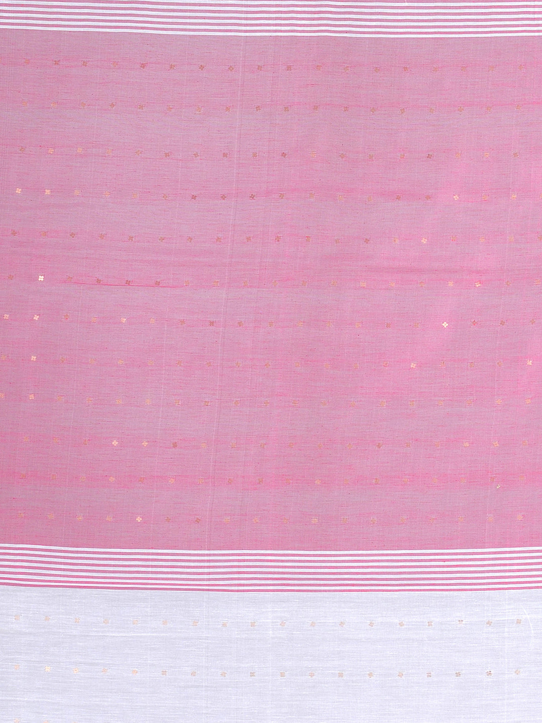 Women's White and Pink Hand woven Pure Cotton saree - Sajasajo