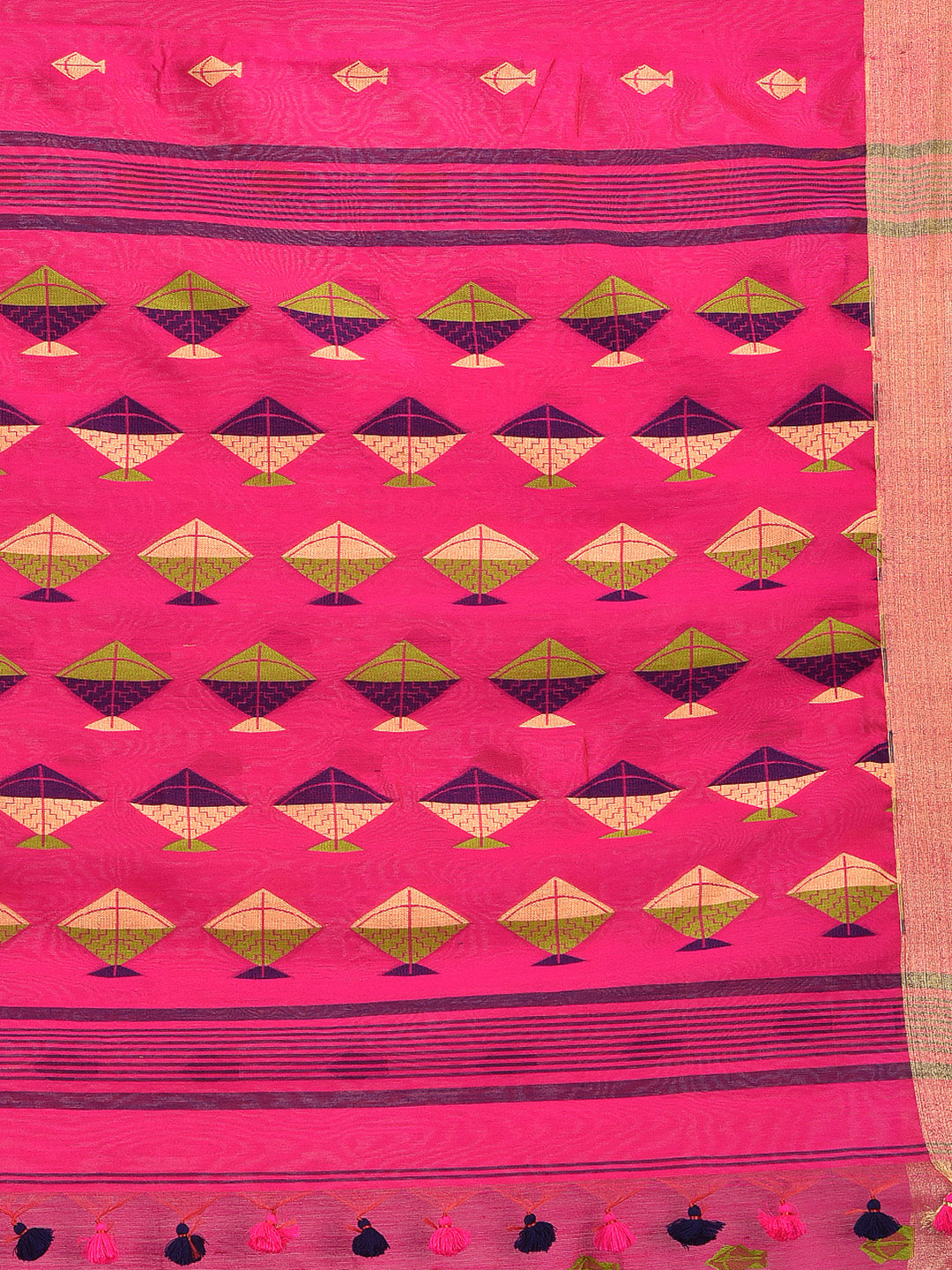 Women's Magenta Blended Cotton Hand woven saree - Sajasajo