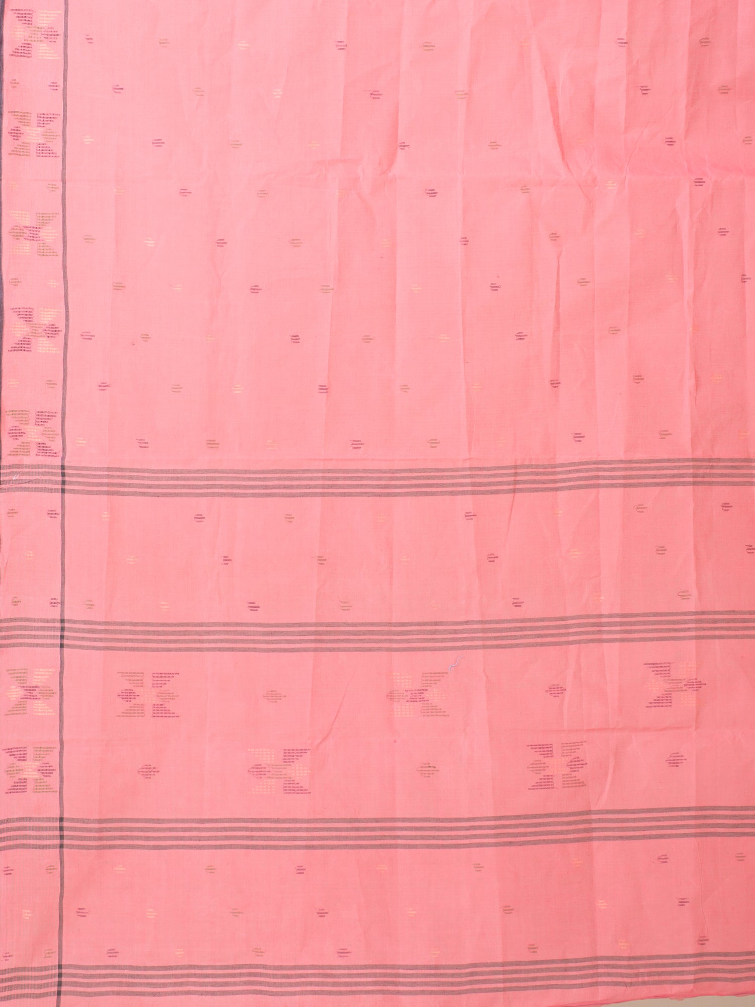 Women's Pink Pure Cotton Hand Woven Saree With Buti Work Without Blouse-Sajasajo