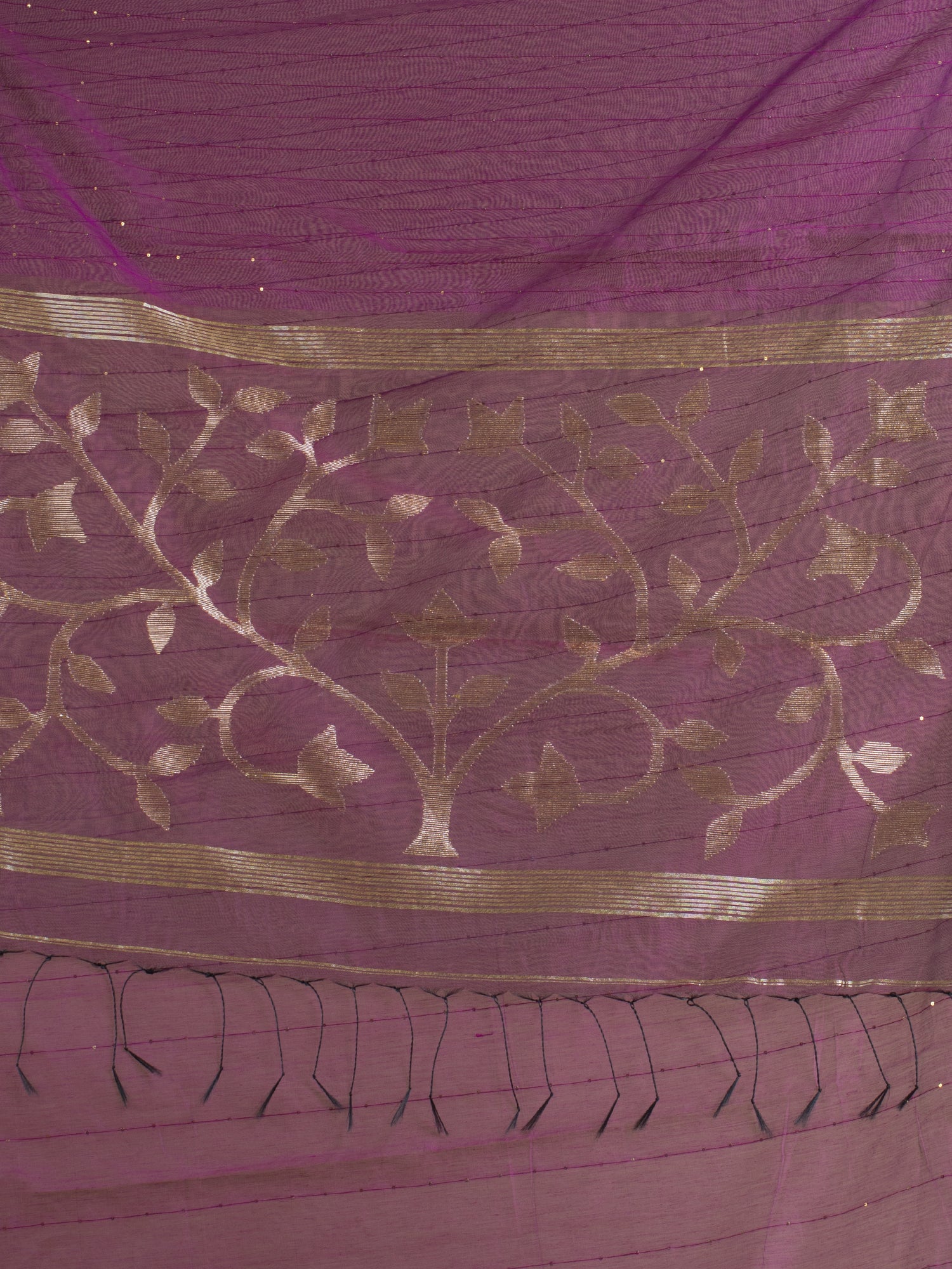 Women's Sangria Purple Blended Cotton Saree With Sequins - Sajasajo