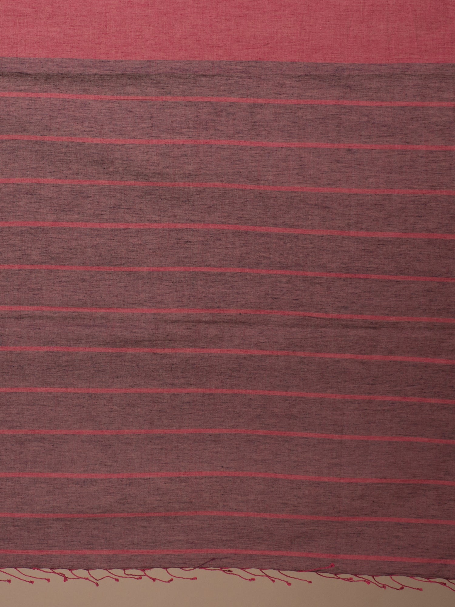 Women's Maroon Pure Cotton Saree With Striped Designs - Sajasajo