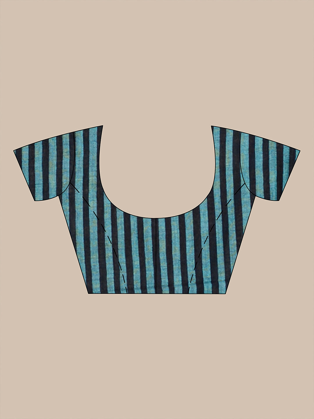 Women's Deep Cerulean Blue Pure Cotton Saree With Stripes - Sajasajo