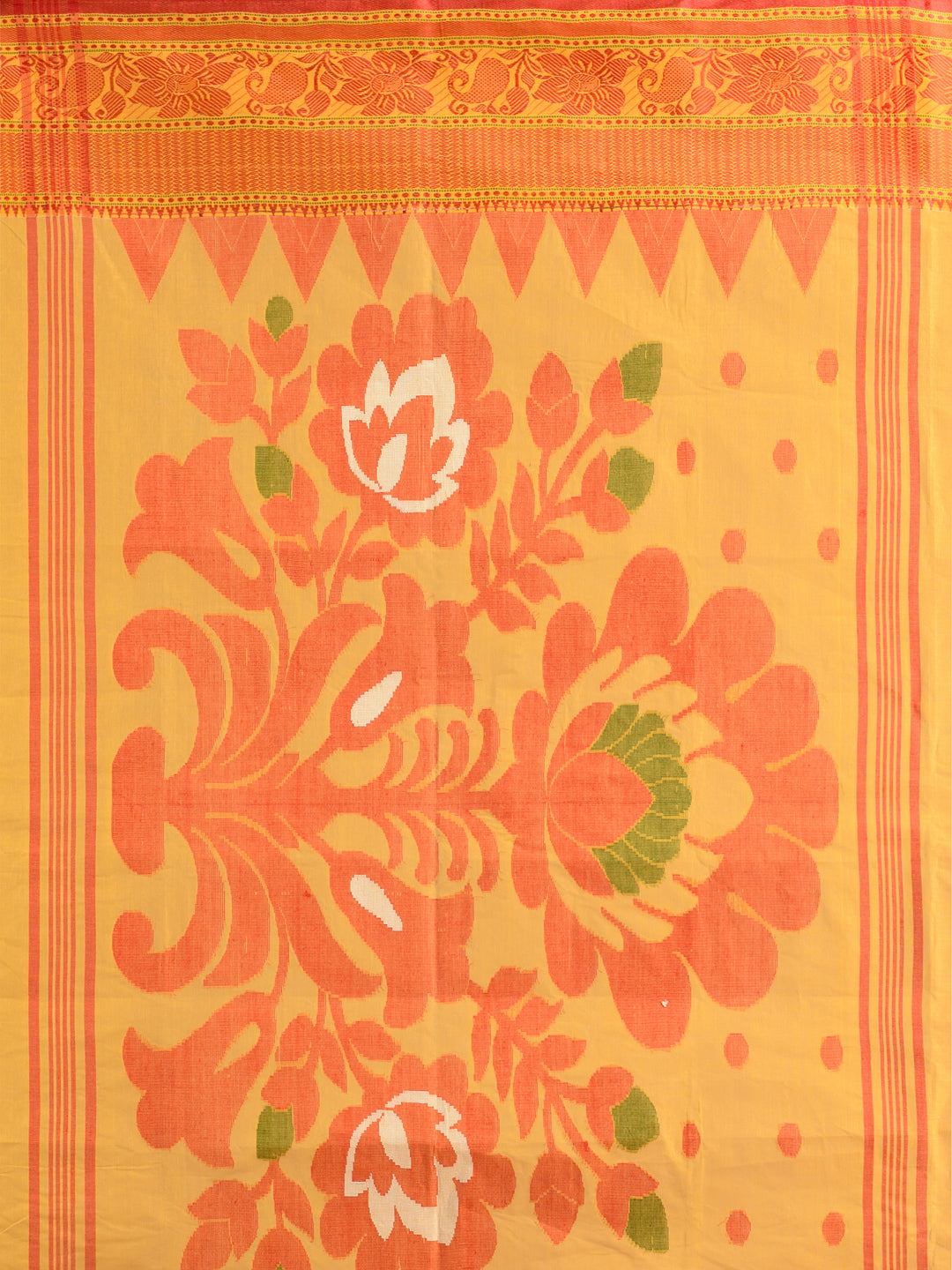 Women's Yellow Pure Cotton Hand woven Tant Saree - Sajasajo
