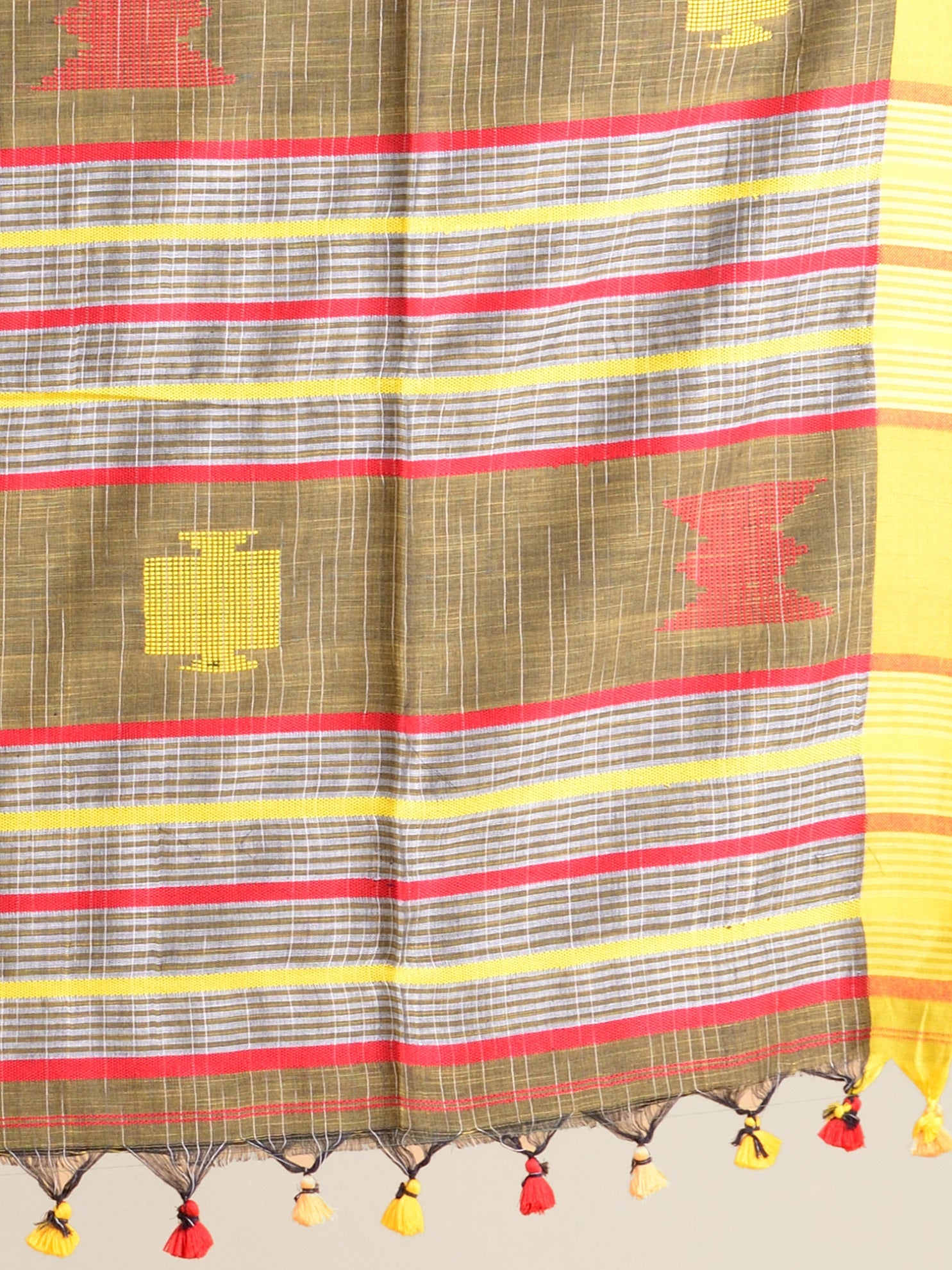 Women's Fawn Color Hand Woven Soft Cotton Saree With Unstitched Blouse-Sajasajo