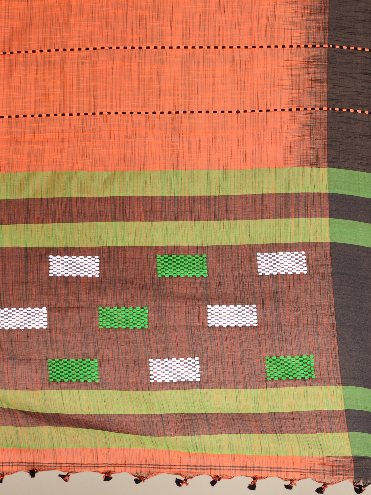 Women's Rust Pure Cotton Hand woven saree with Black border - Sajasajo