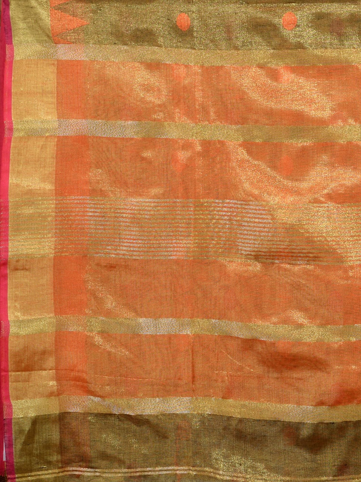 Women's Golden Tissue Linen Handwoven Saree with Unstitched Blouse-Sajasajo