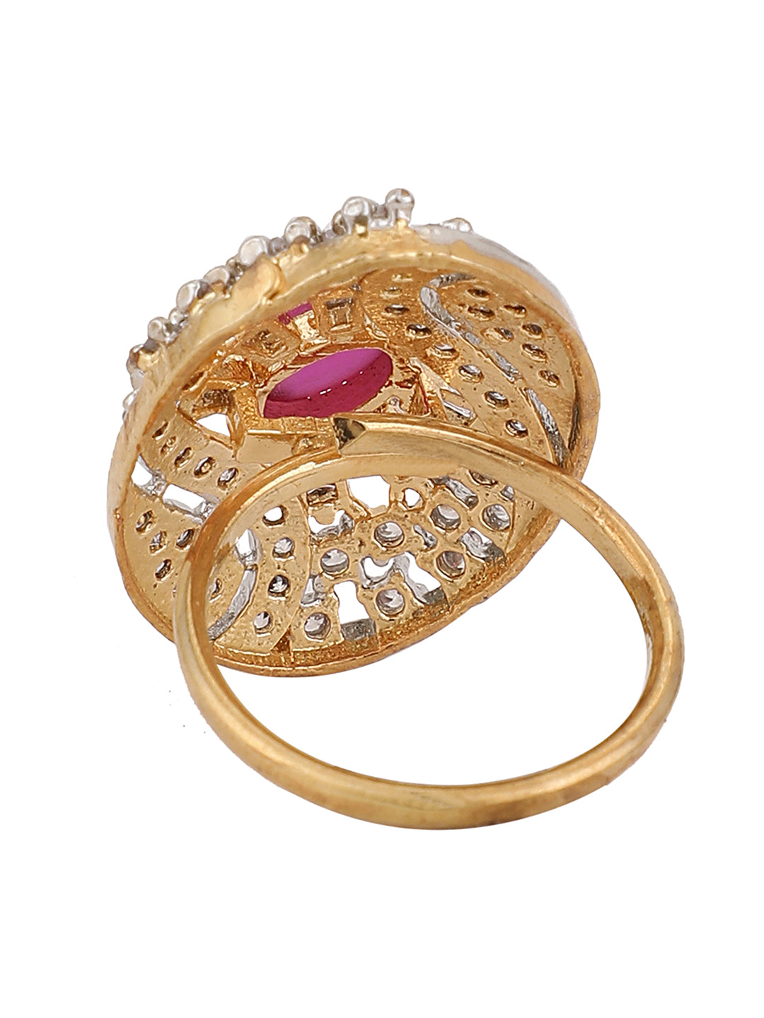 Women's Designer Collection Alloy Cubic Zirconia Gold Plated Ring - Anikas Creation