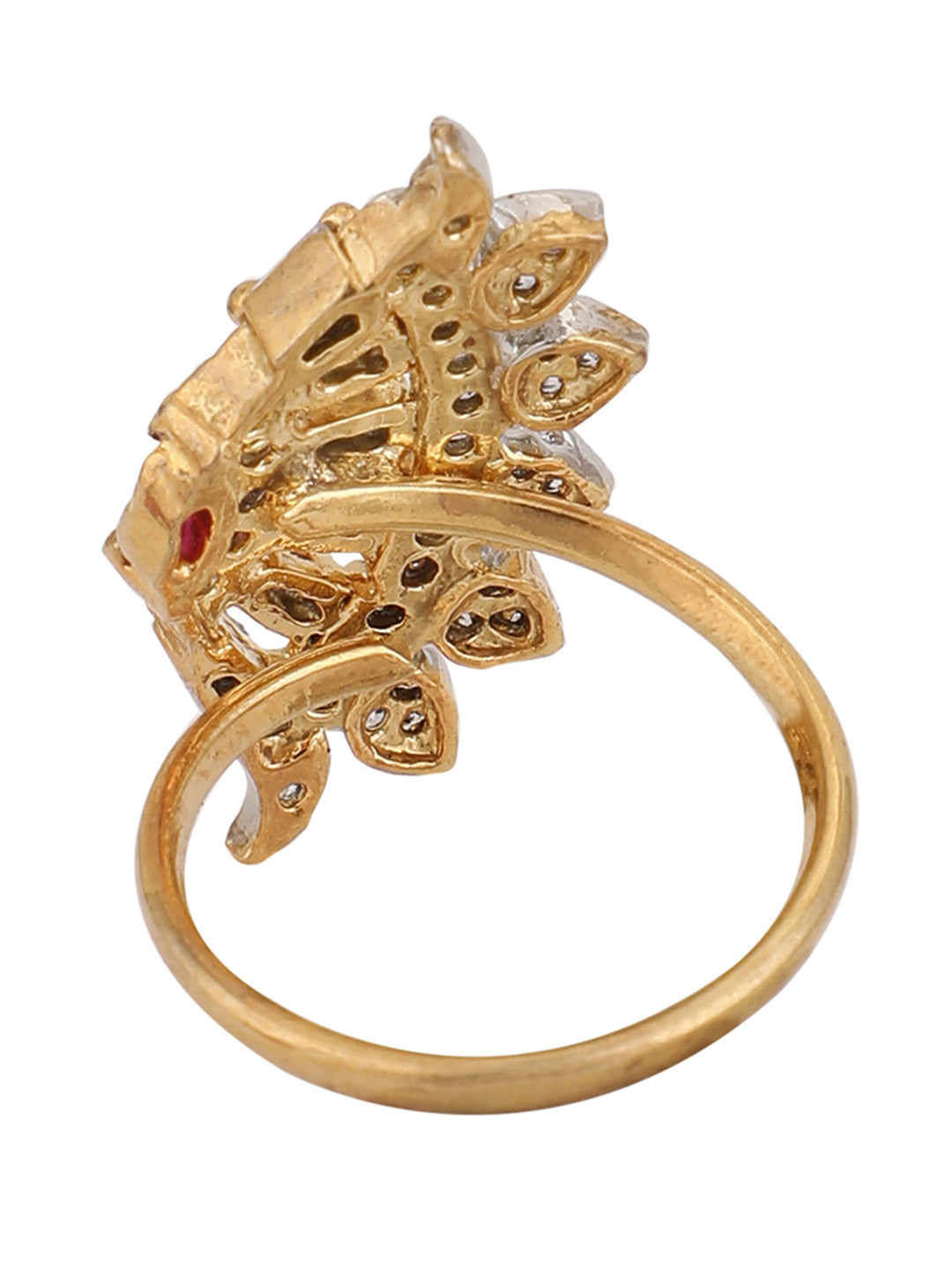 Women's Stylish Cubic Zirconia Studded Adjustable Gold-Plated Classy Ring - Anikas Creation