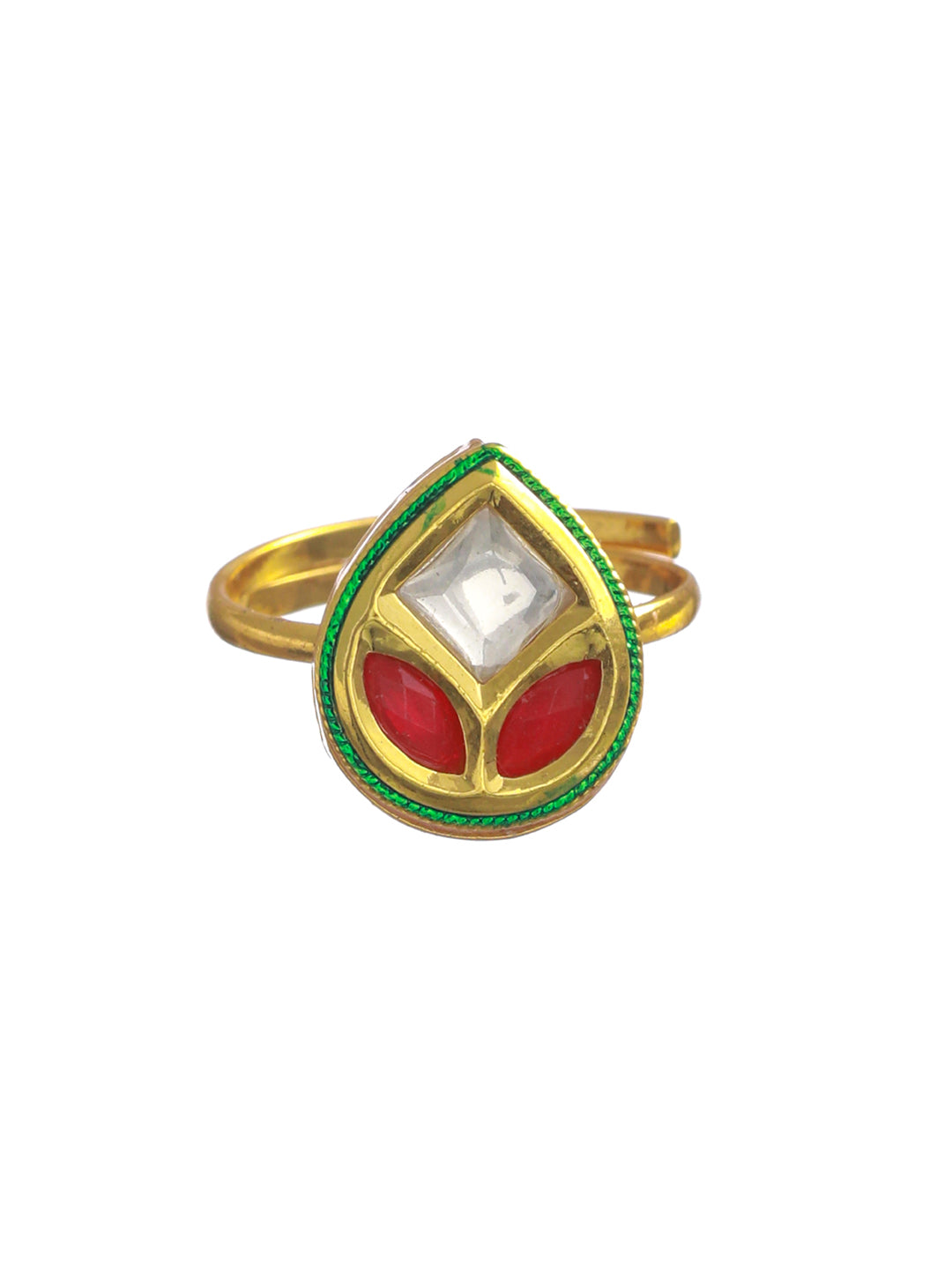 Women's Multicolor Flower Bud Gold Plated Ring - Priyaasi – Trendia