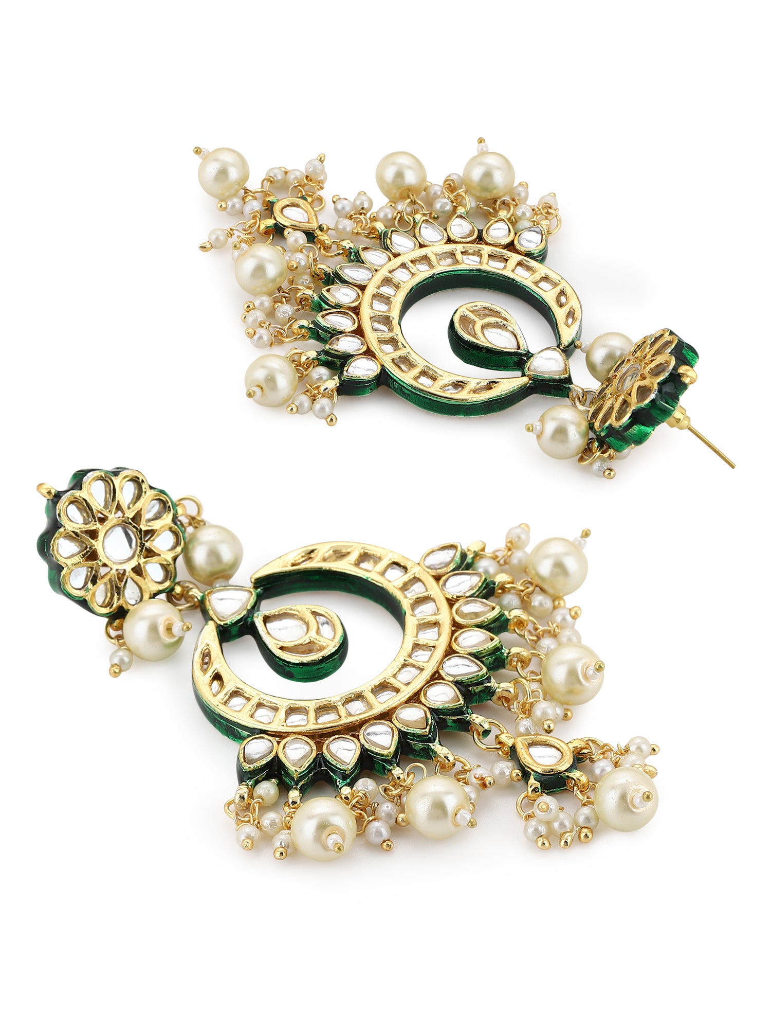 Women's Kundan Neckpiece With Earrings - Ruby Raang