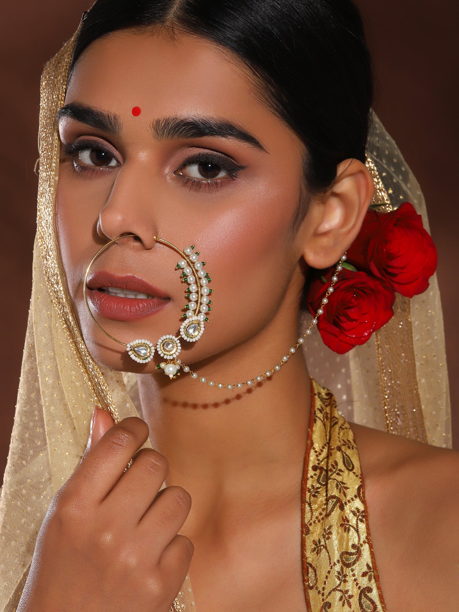 Kundan Bridal Nose Ring Nath By Ruby Raang