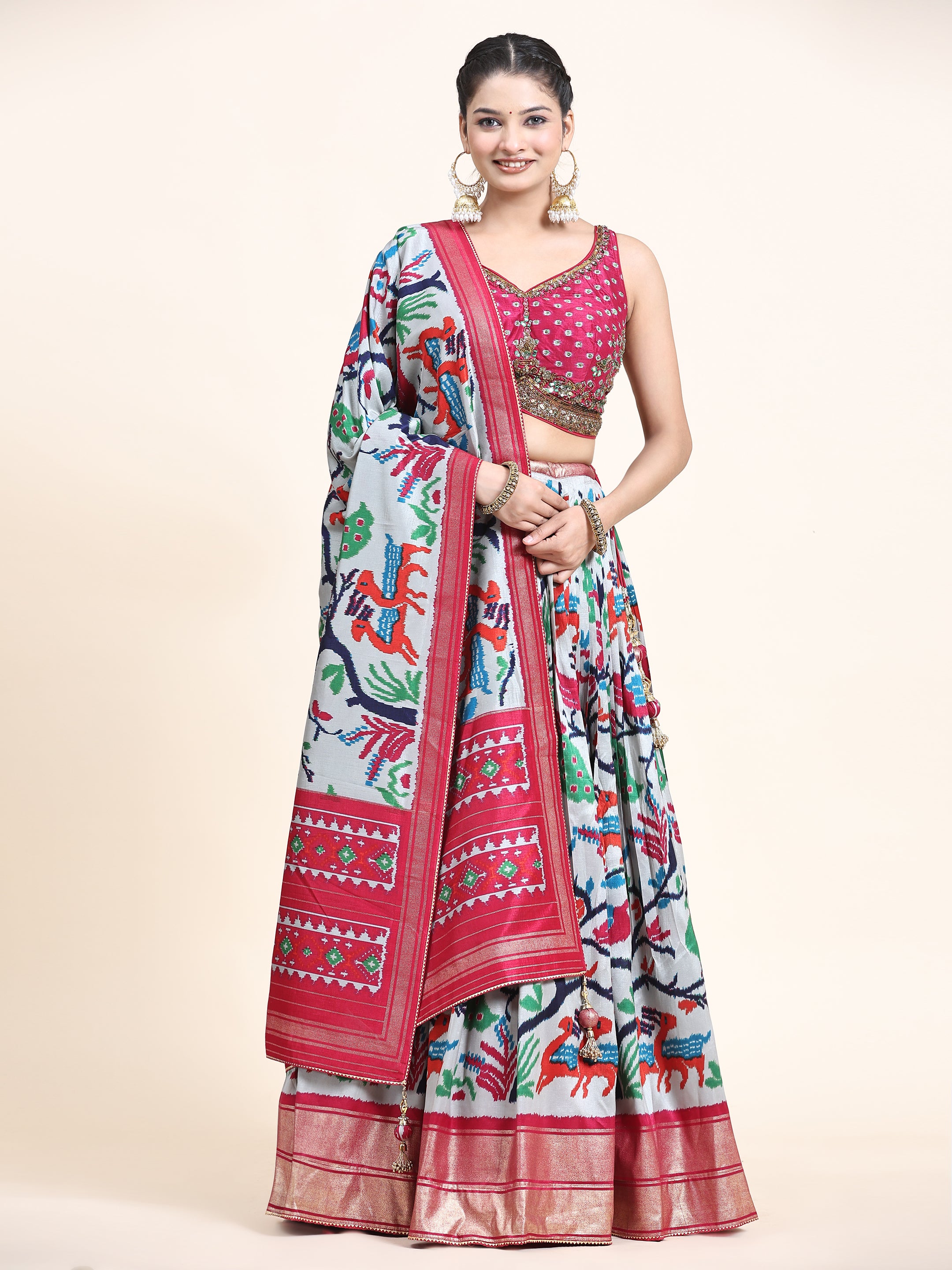 Women's  Embroidered Lehenga Blouse with waistbelt set- 4pc set