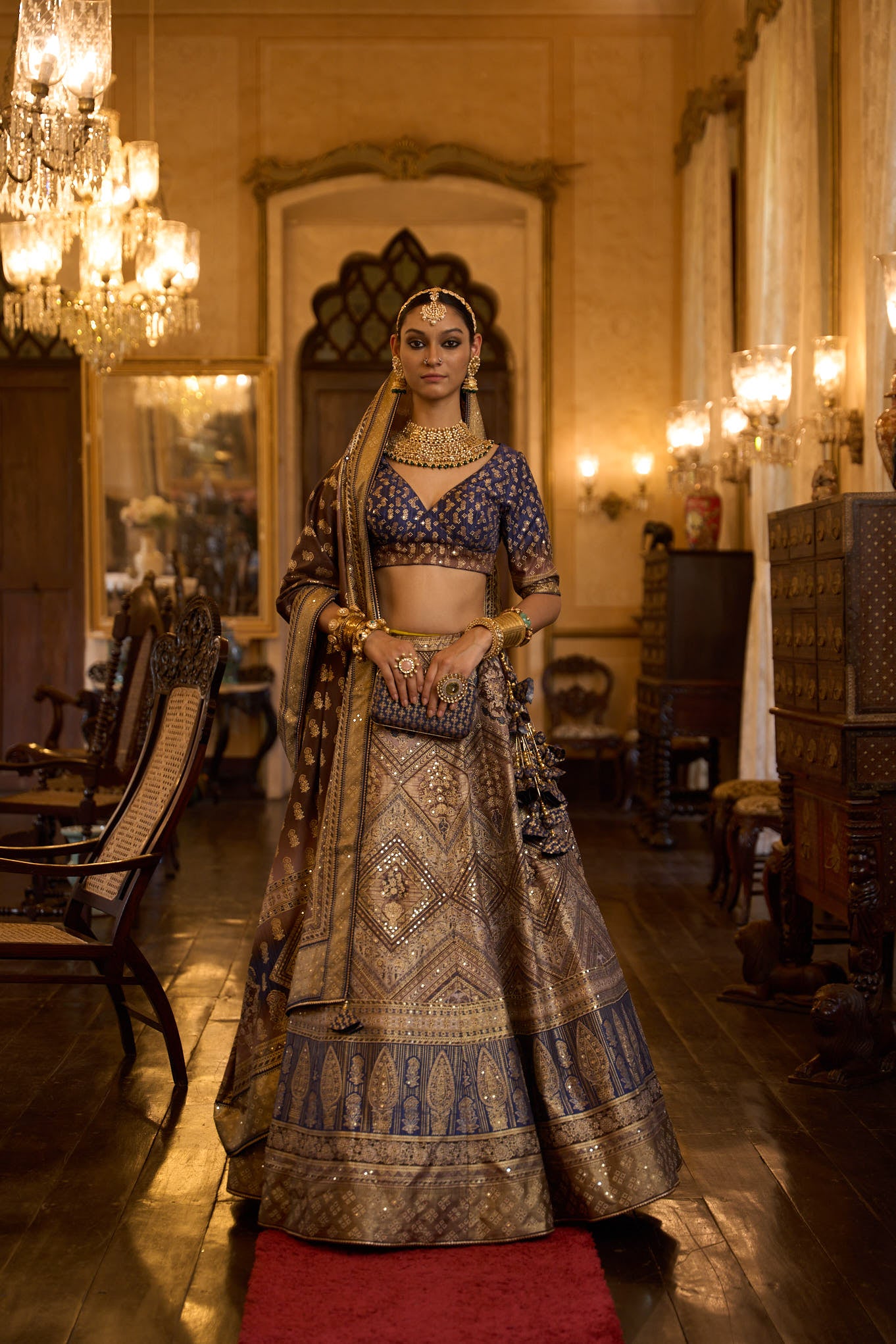 Women's Sequins Embroidered Lehenga with Blouse set- 3pc set