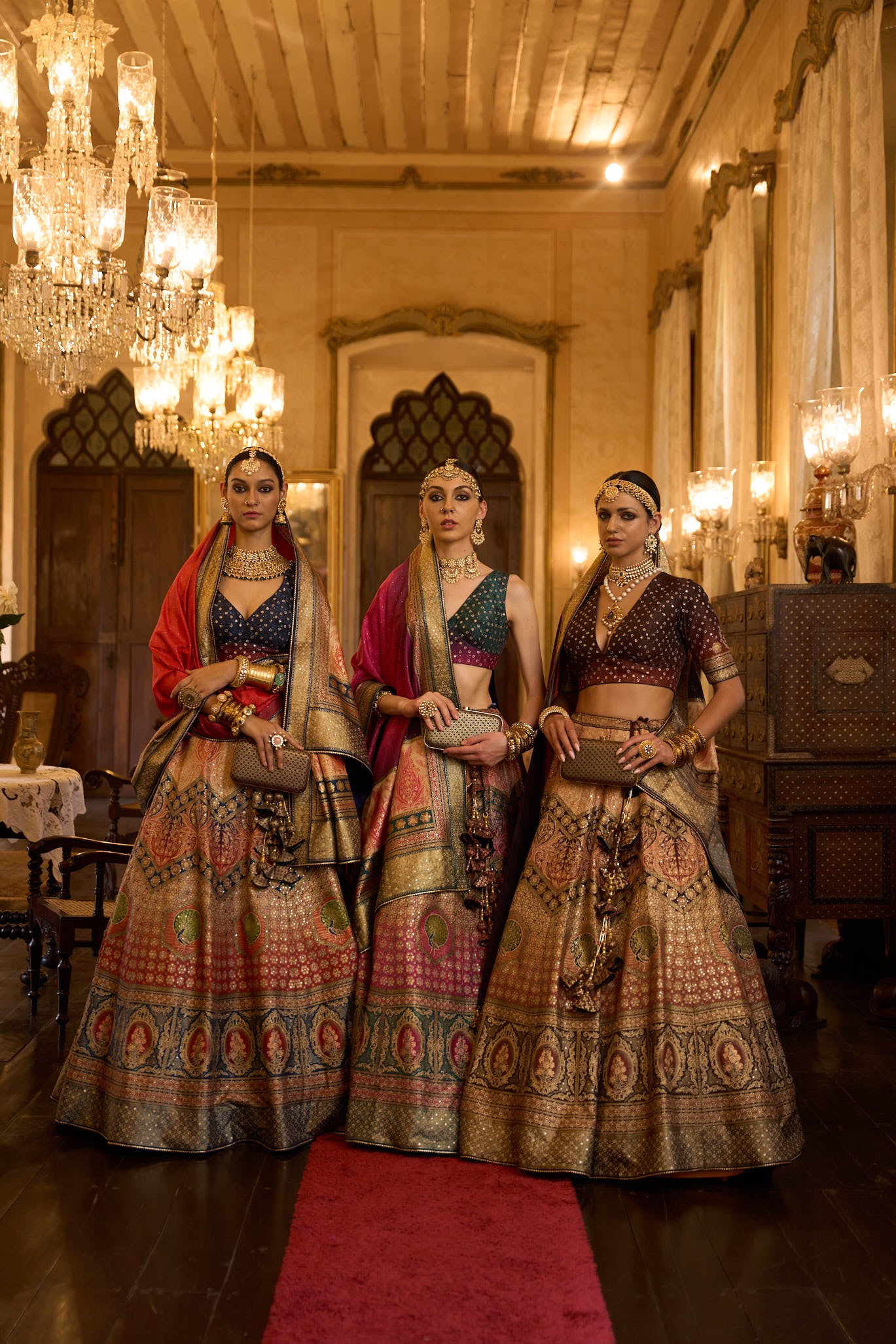 Women's Sequins Embroidered Lehenga with Blouse set- 3pc set - Phenav