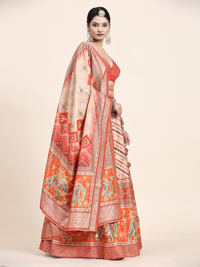 Women's  Embroidered Lehenga Blouse with waistbelt set- 4pc set