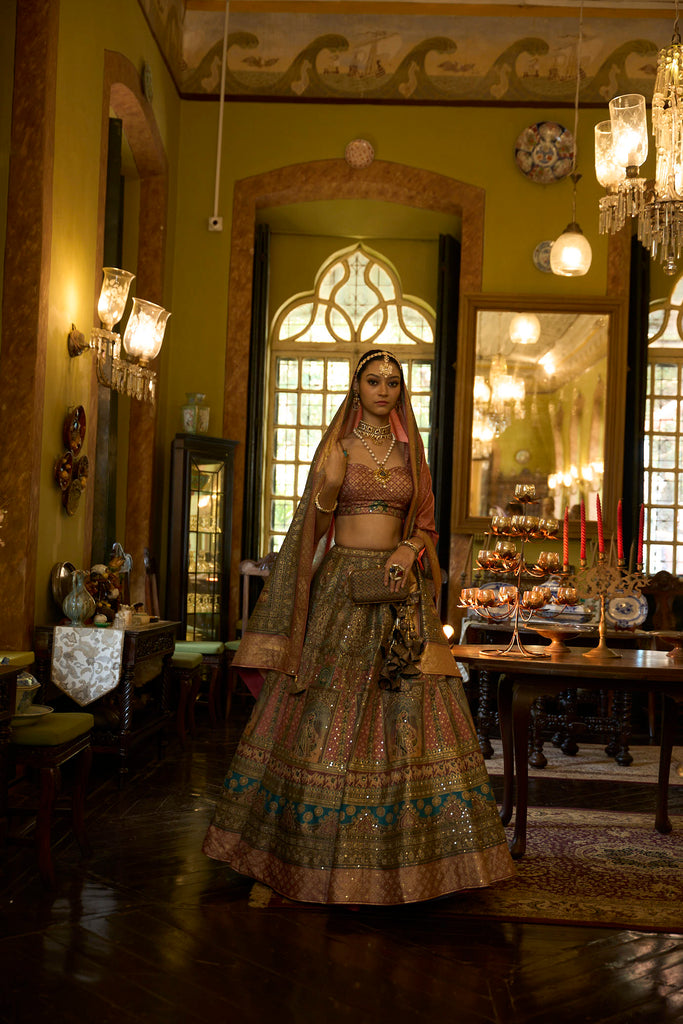 Women's Sequins Embroidered Lehenga with Blouse set- 3pc set