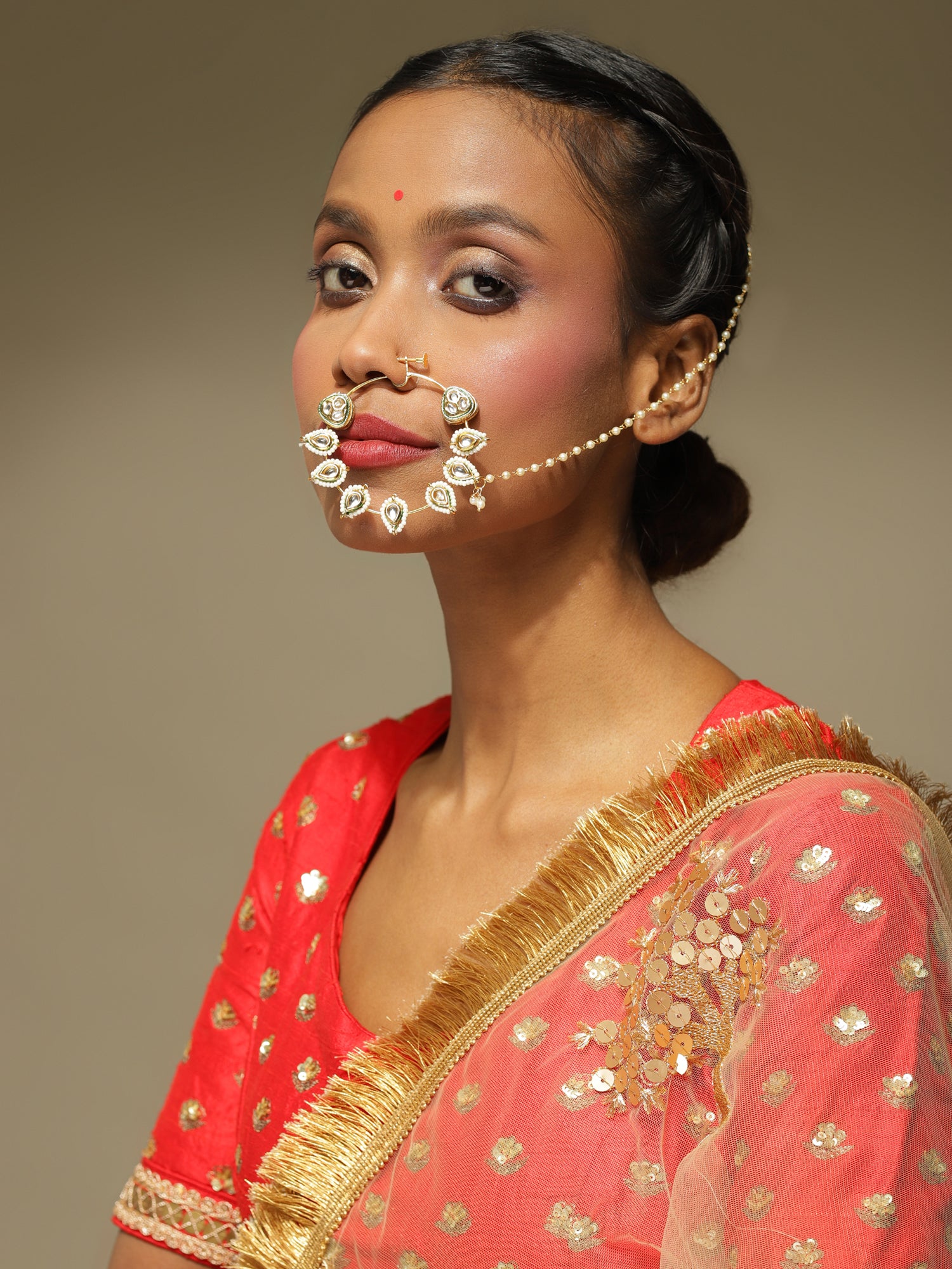 Large Kundan Nose Ring For Women By Ruby Raang