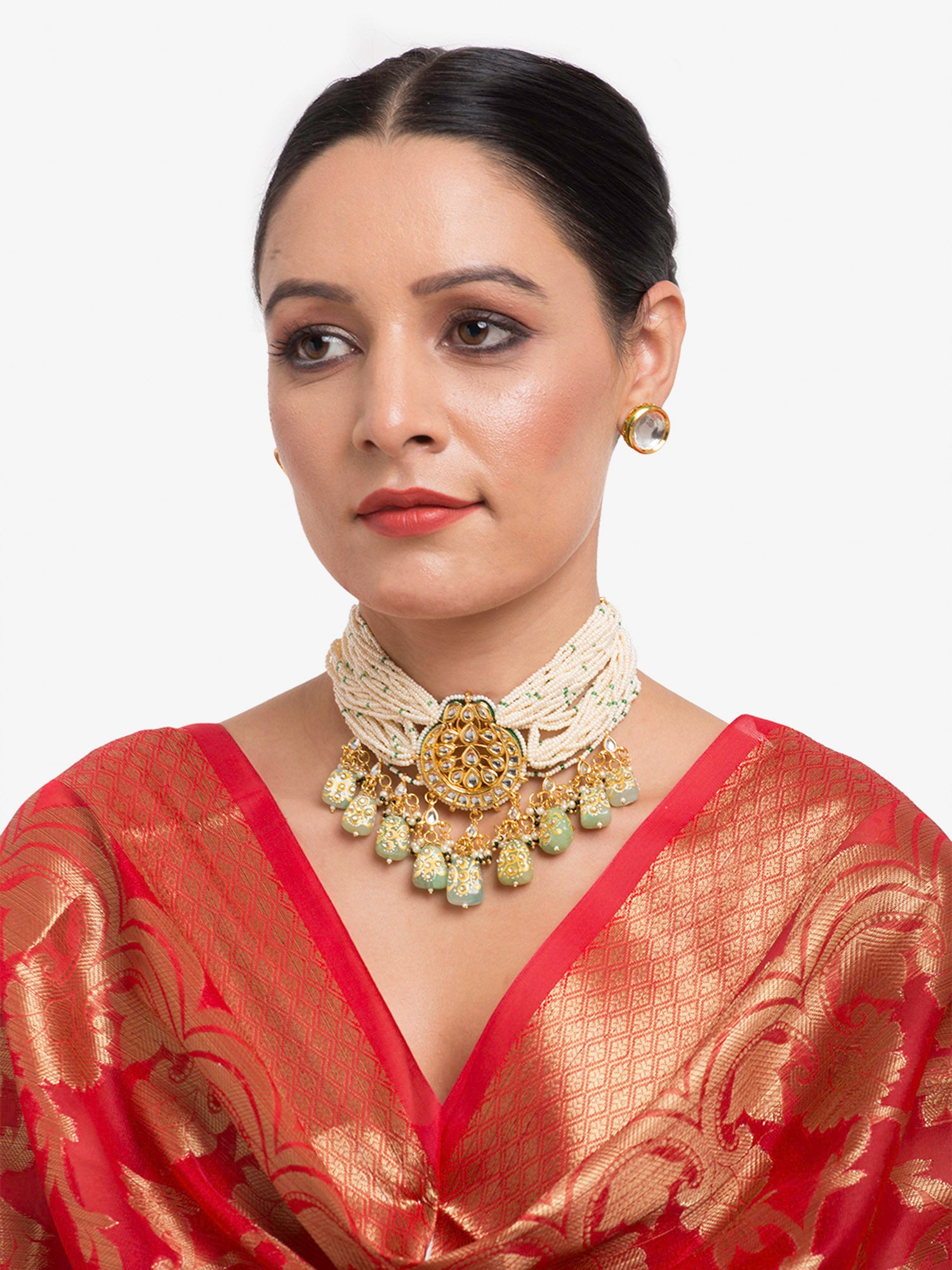 Women's Kundan Choker with Earrings - Ruby Raang