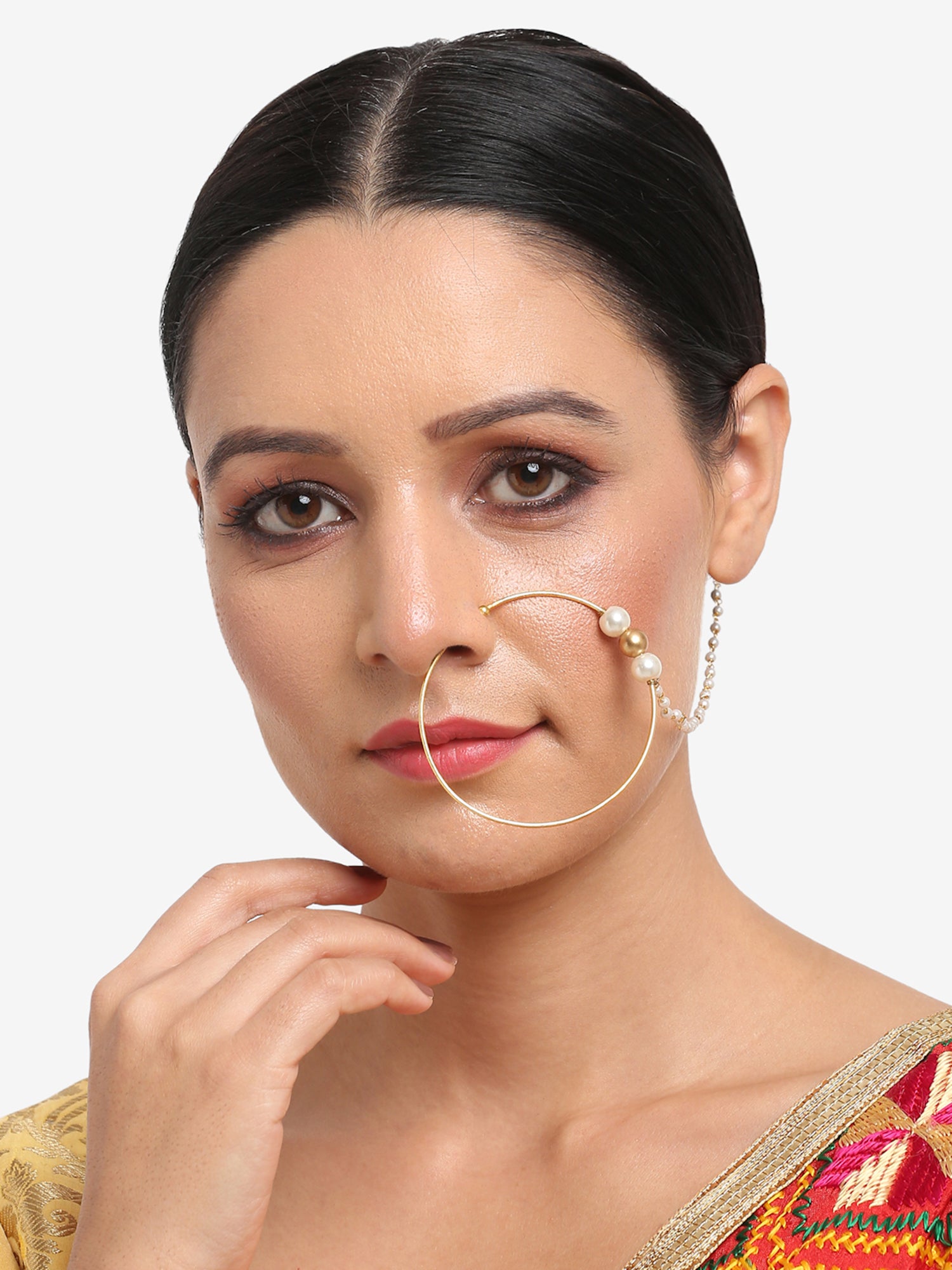 Pearl Nose Ring For Women By Ruby Raang