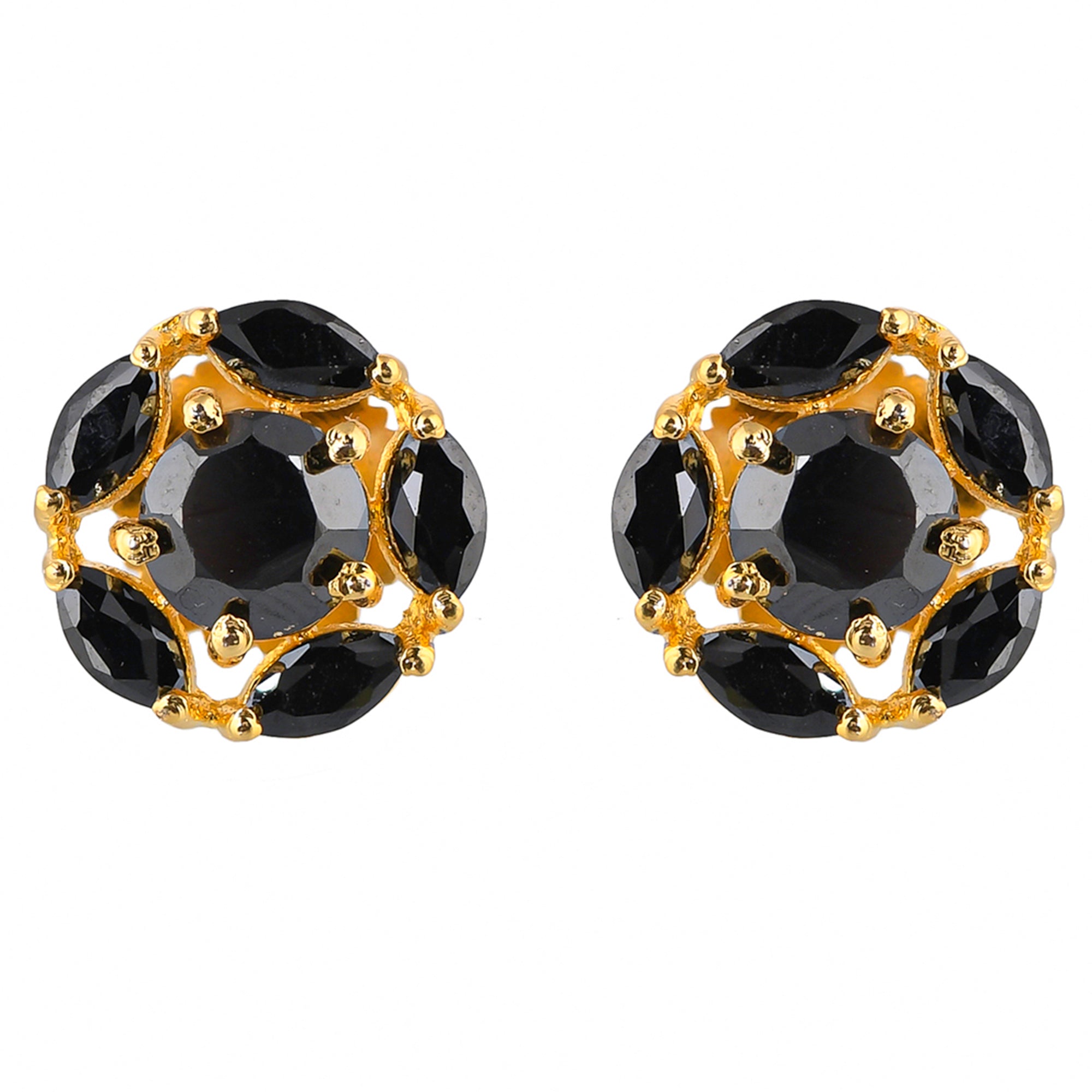 Women's Casual Style Black Cz Stud Earrings - Voylla
