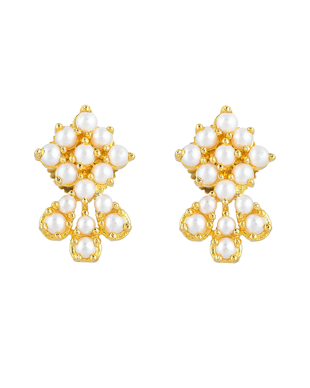 Women's Pearl Beaded Gold Plated Stud Earrings - Voylla