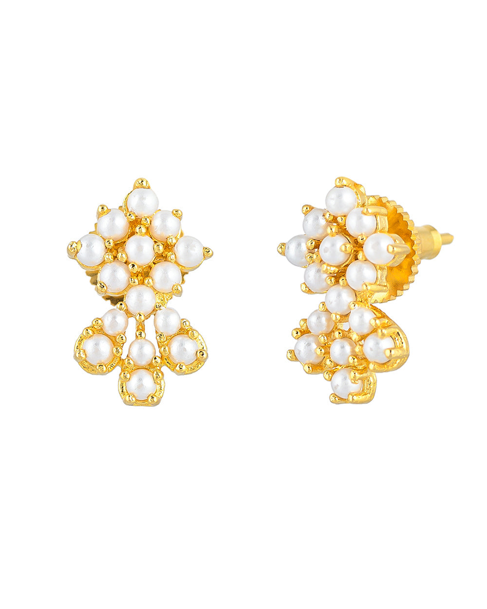 Women's Pearl Beaded Gold Plated Stud Earrings - Voylla