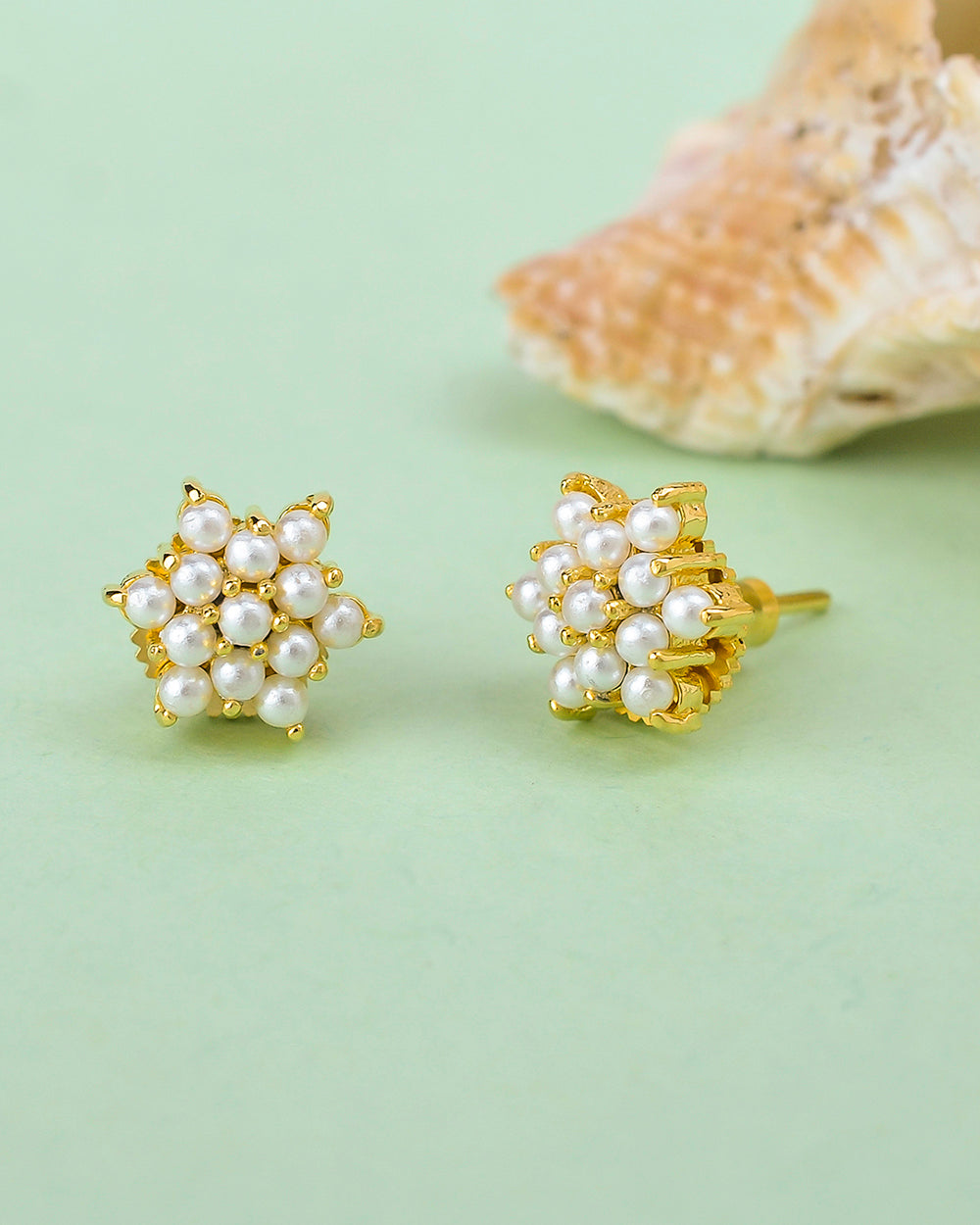 Women's White Pearl Bunch Stud Earrings - Voylla
