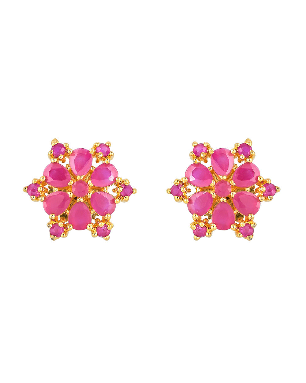 Women's Tiny Pink Round Cut Cz Stud Earrings - Voylla