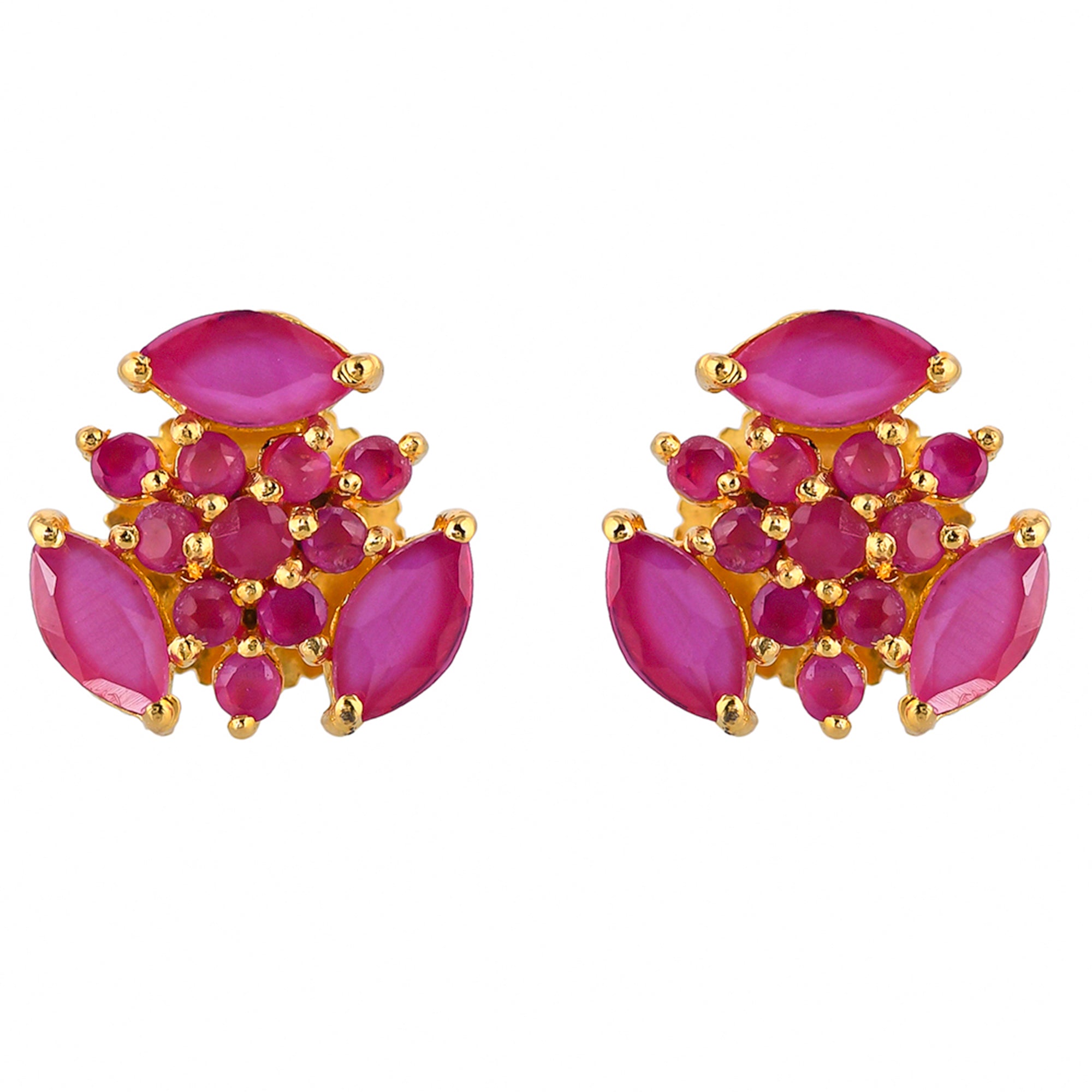 Women's Tiny Pink Zircon Gems Stud Earrings - Voylla