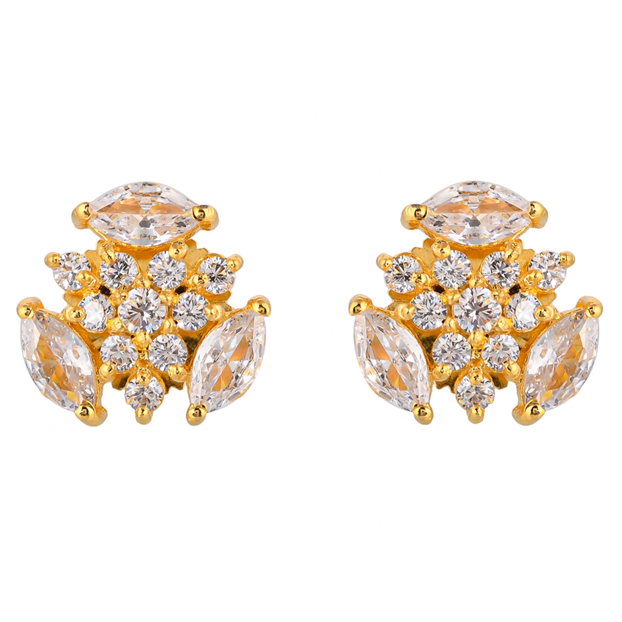 Women's Marquise Cut White Cz Gems Stud Earrings - Voylla