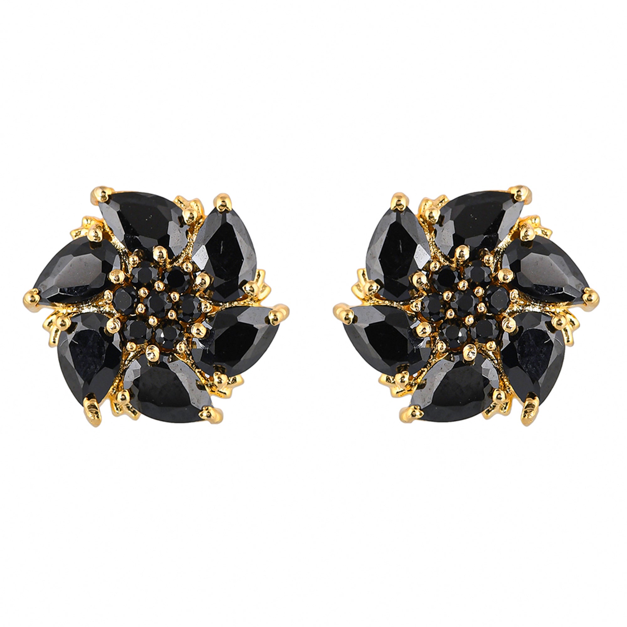 Women's Black Zirconia Gemstones Stud Earrings - Voylla
