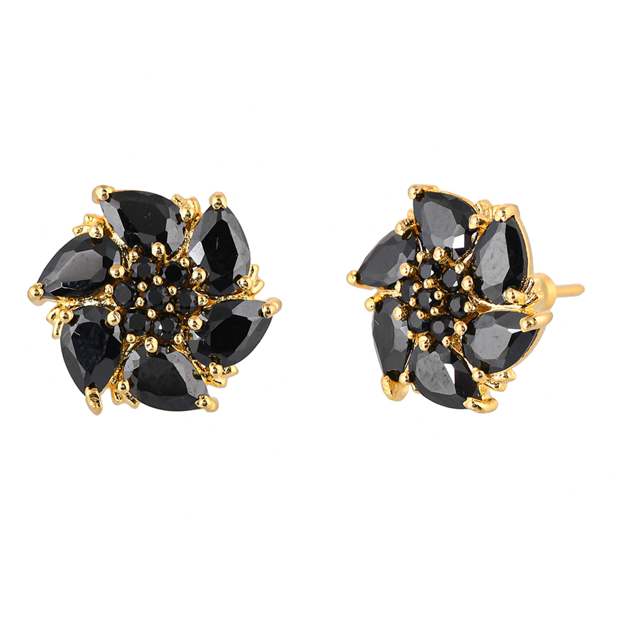 Women's Black Zirconia Gemstones Stud Earrings - Voylla