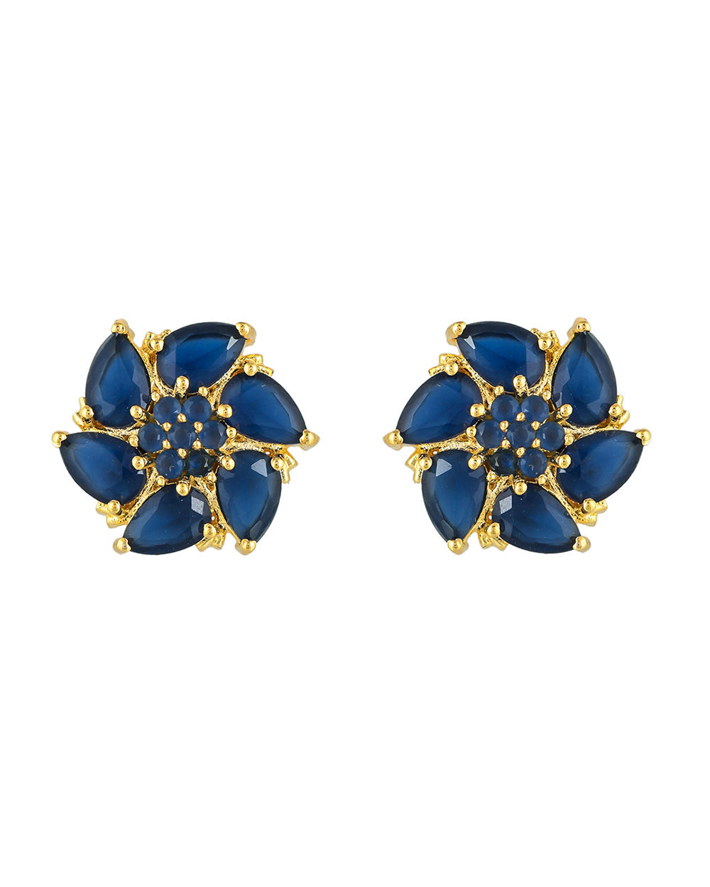 Women's Blue Marquise Cut Cz Stud Earrings - Voylla