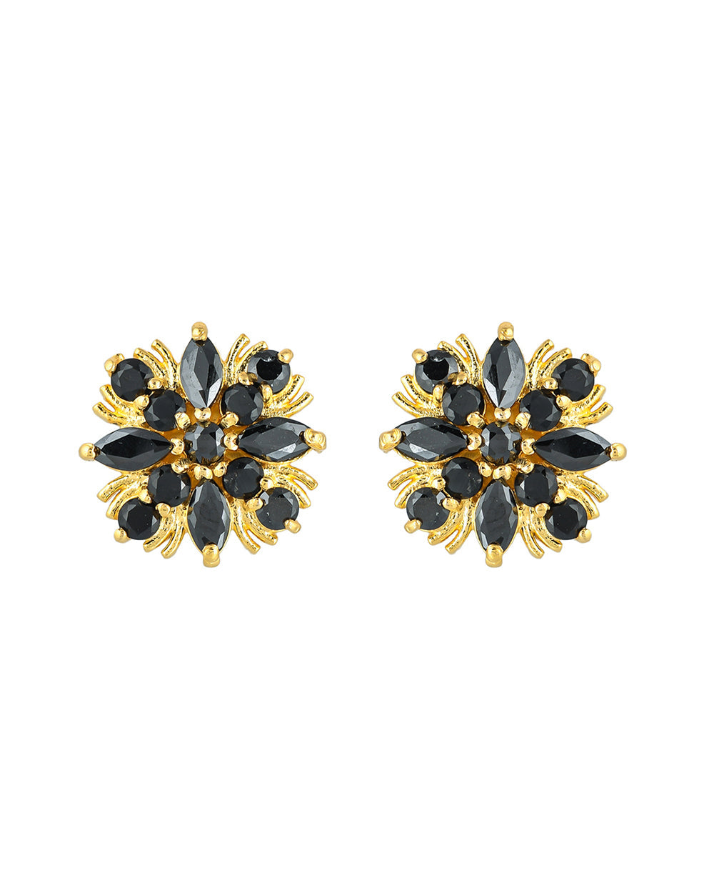 Women's Black Cz Gemstones Small Stud Earrings - Voylla