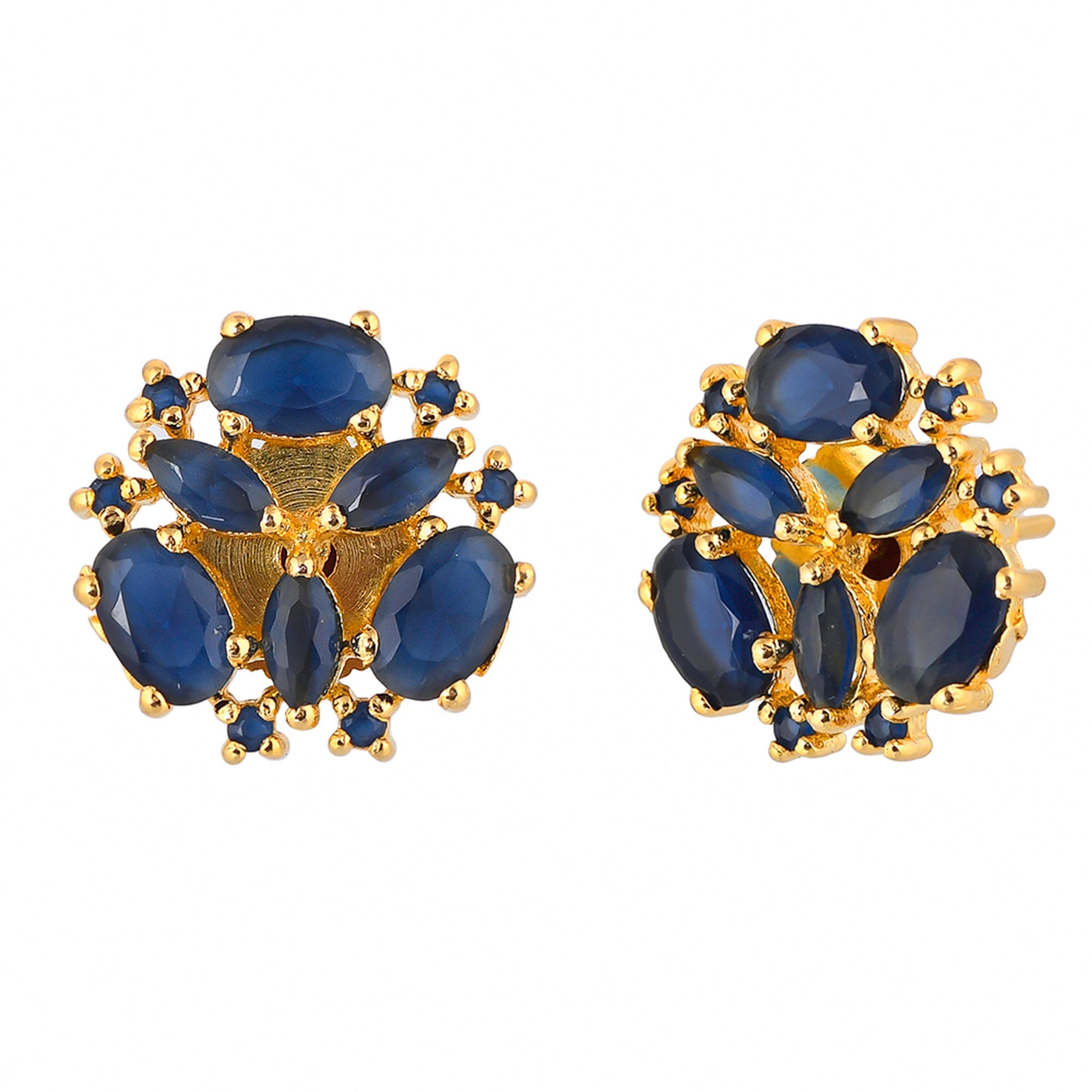 Women's Blue Cz Gemstones Stud Earrings - Voylla
